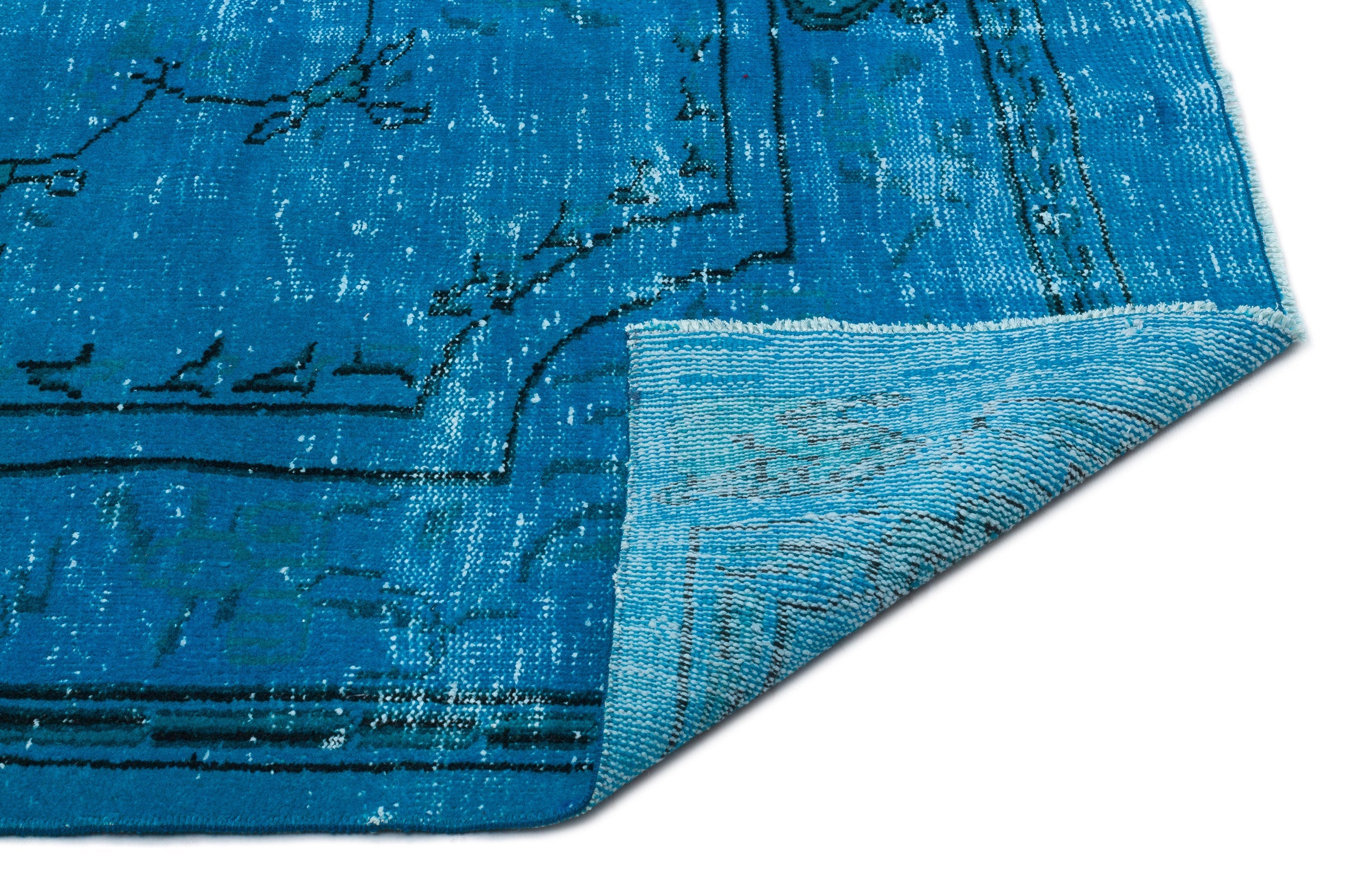 Atina Turquoise Vintage Wool Handmade Area Rug 6'6" x 10'1"
