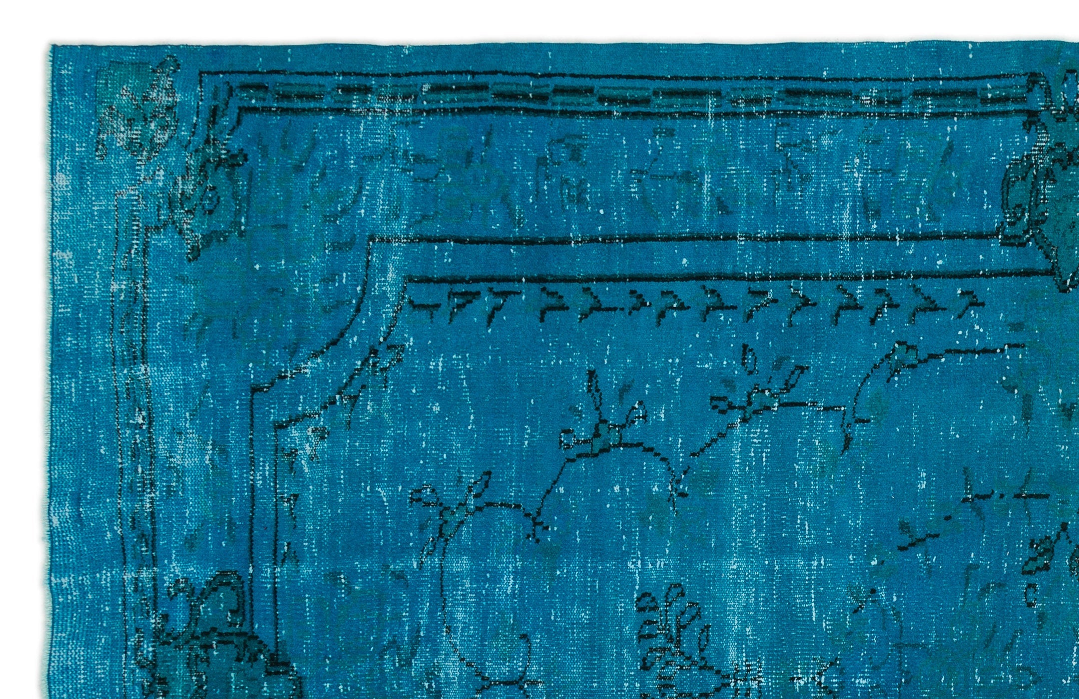 Atina Turquoise Vintage Wool Handmade Area Rug 6'6" x 10'1"