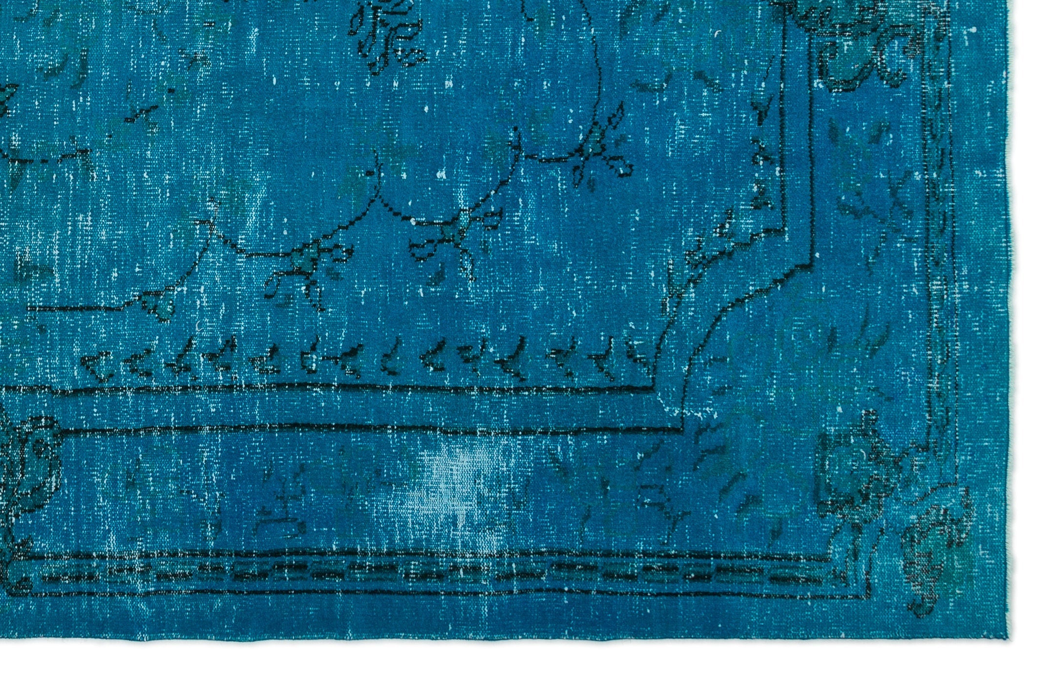 Atina Turquoise Vintage Wool Handmade Area Rug 6'6" x 10'1"