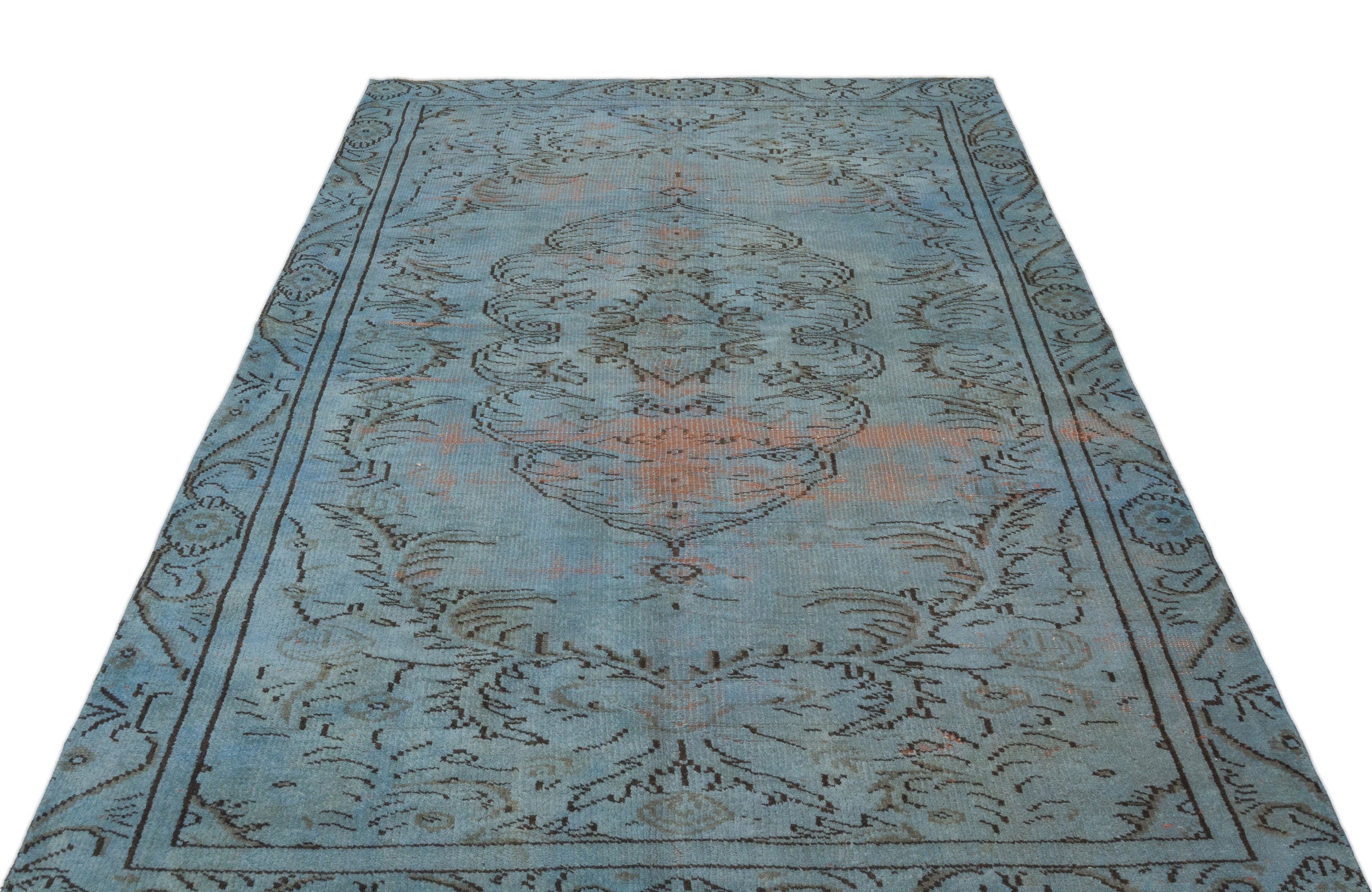 Atina Blue Vintage Wool Handmade Area Rug 5'4" x 9'8"