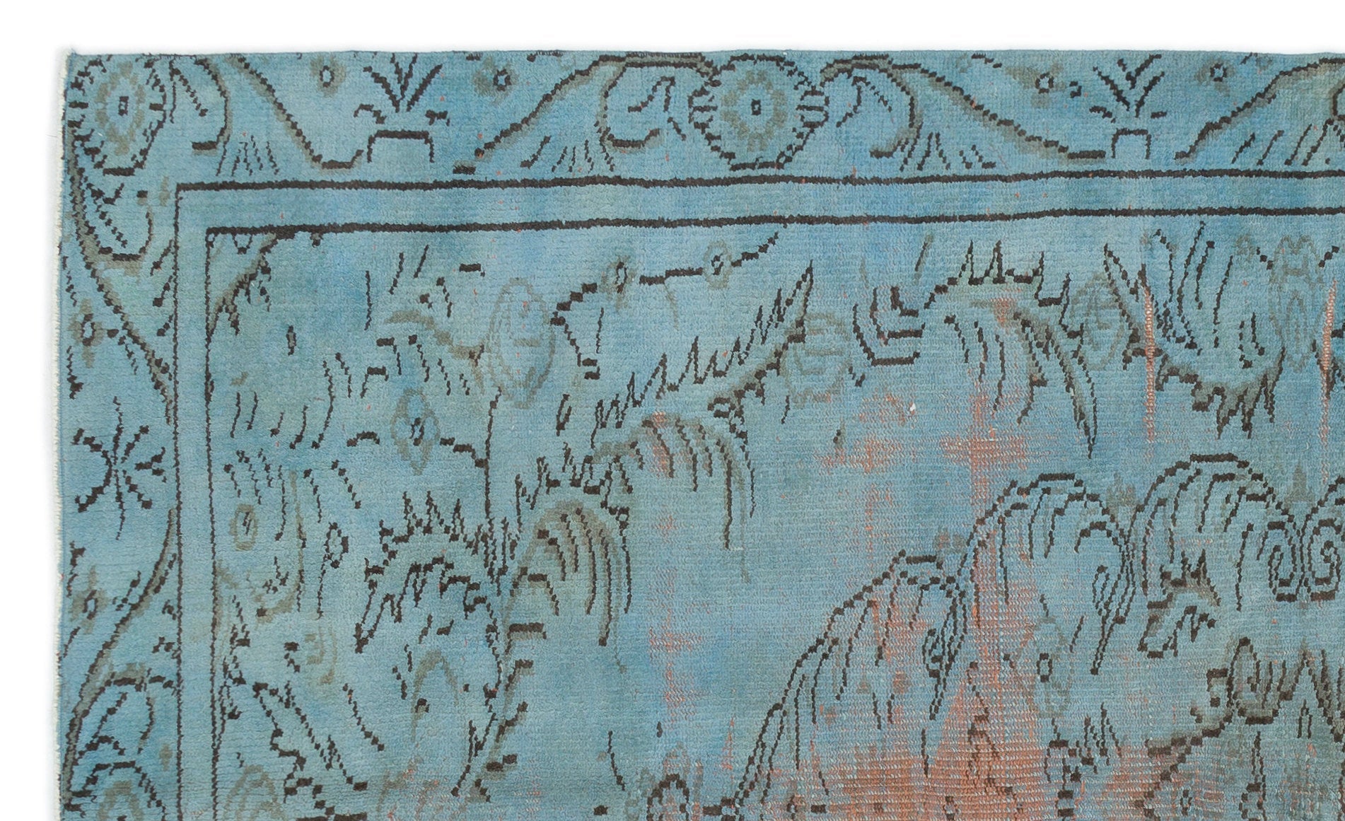 Atina Blue Vintage Wool Handmade Area Rug 5'4" x 9'8"