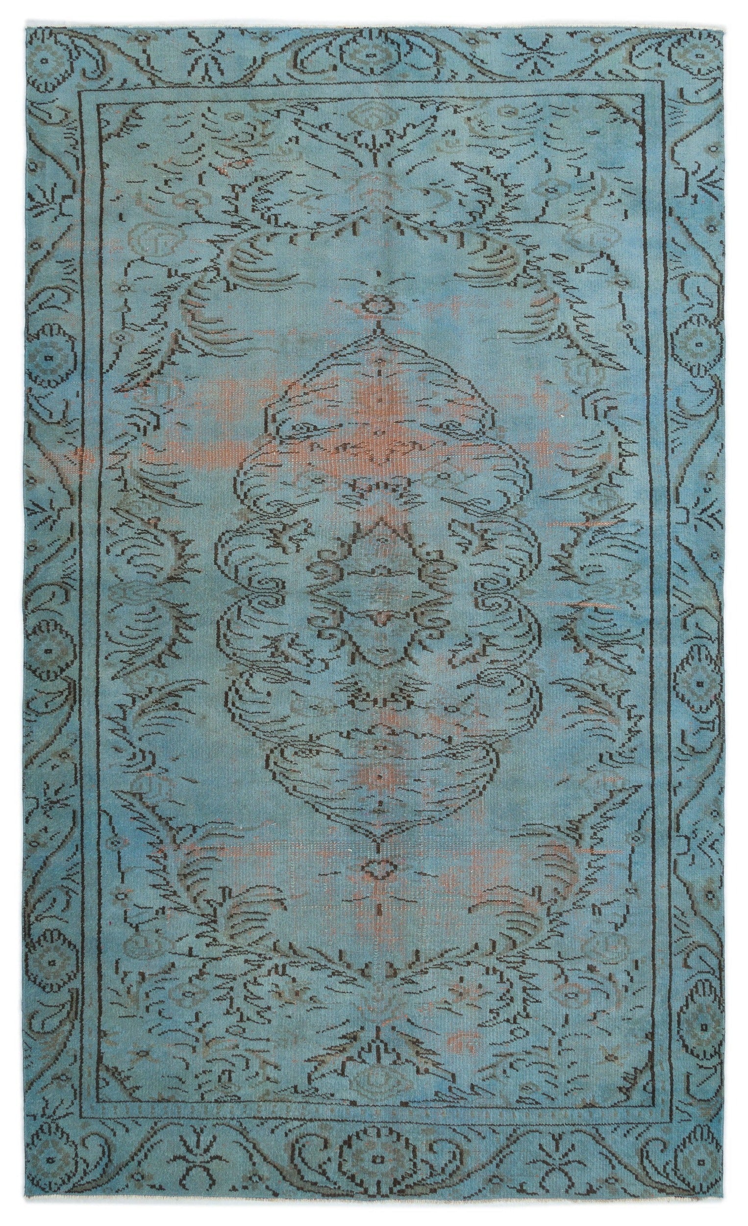 Atina Blue Vintage Wool Handmade Area Rug 5'4" x 9'8"