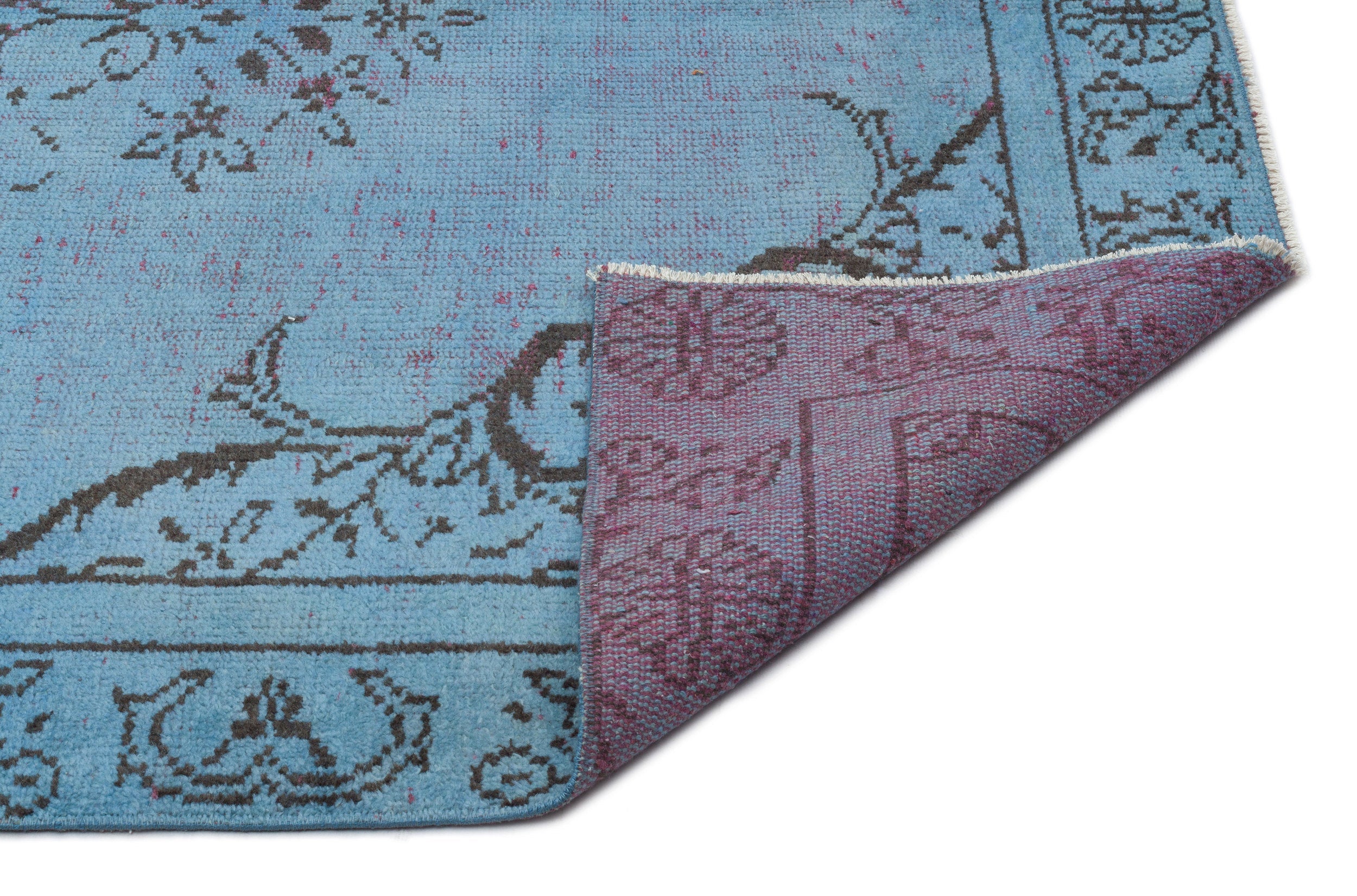 Atina Blue Vintage Wool Handmade Area Rug 5'3" x 8'7"