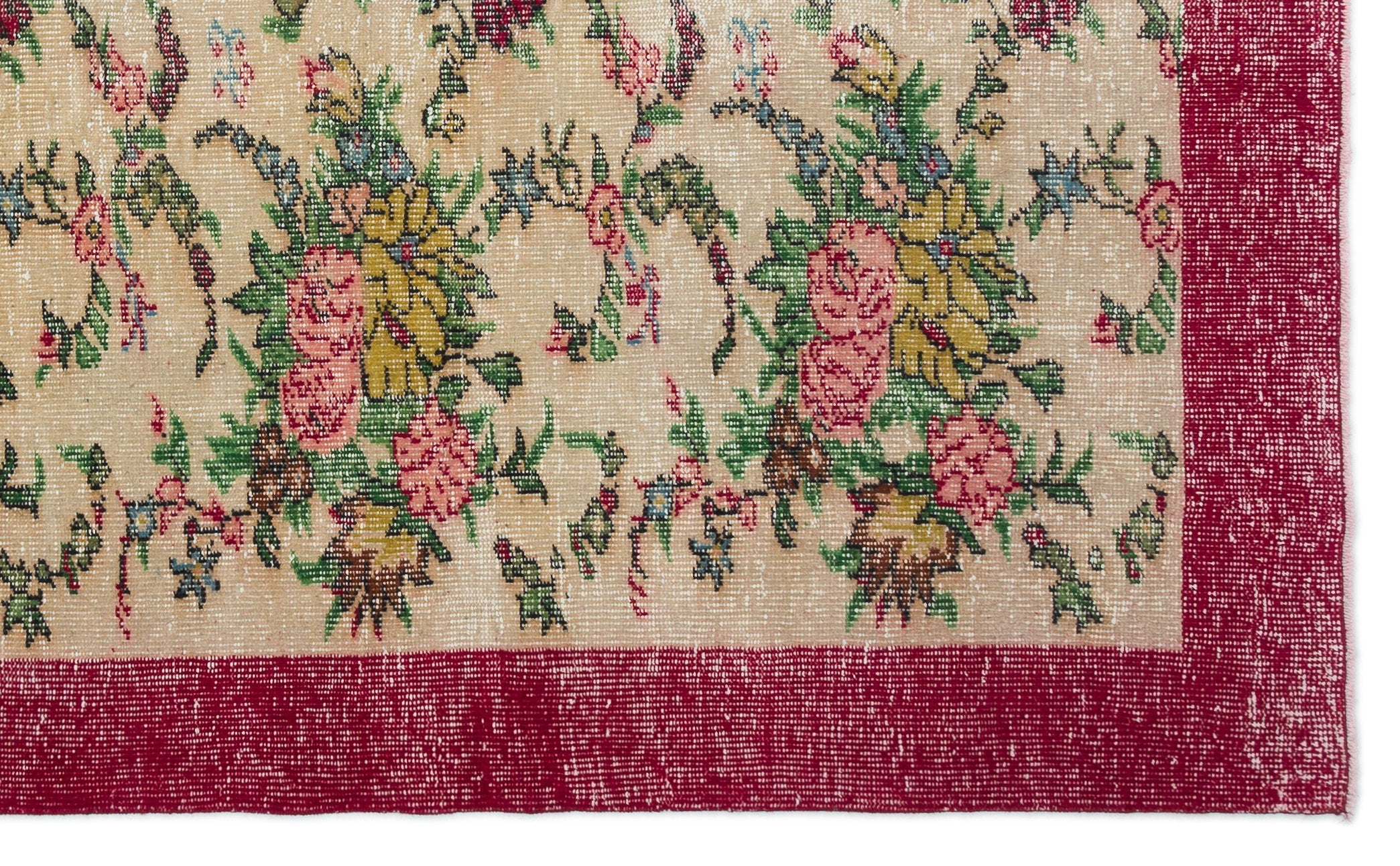Atina Cream Vintage Wool Handmade Area Rug 6'0" x 9'8"