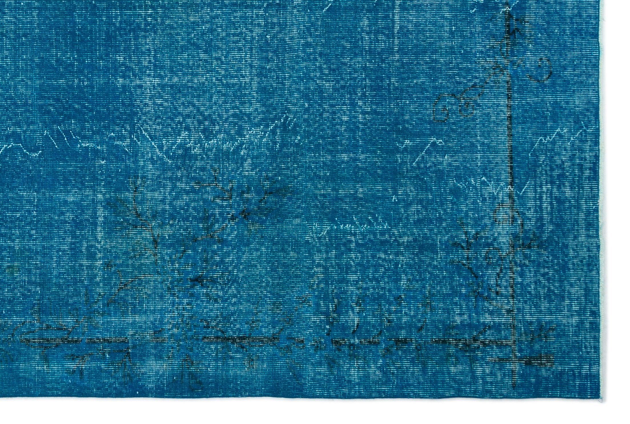 Atina Turquoise Vintage Wool Handmade Area Rug 6'8" x 9'11"