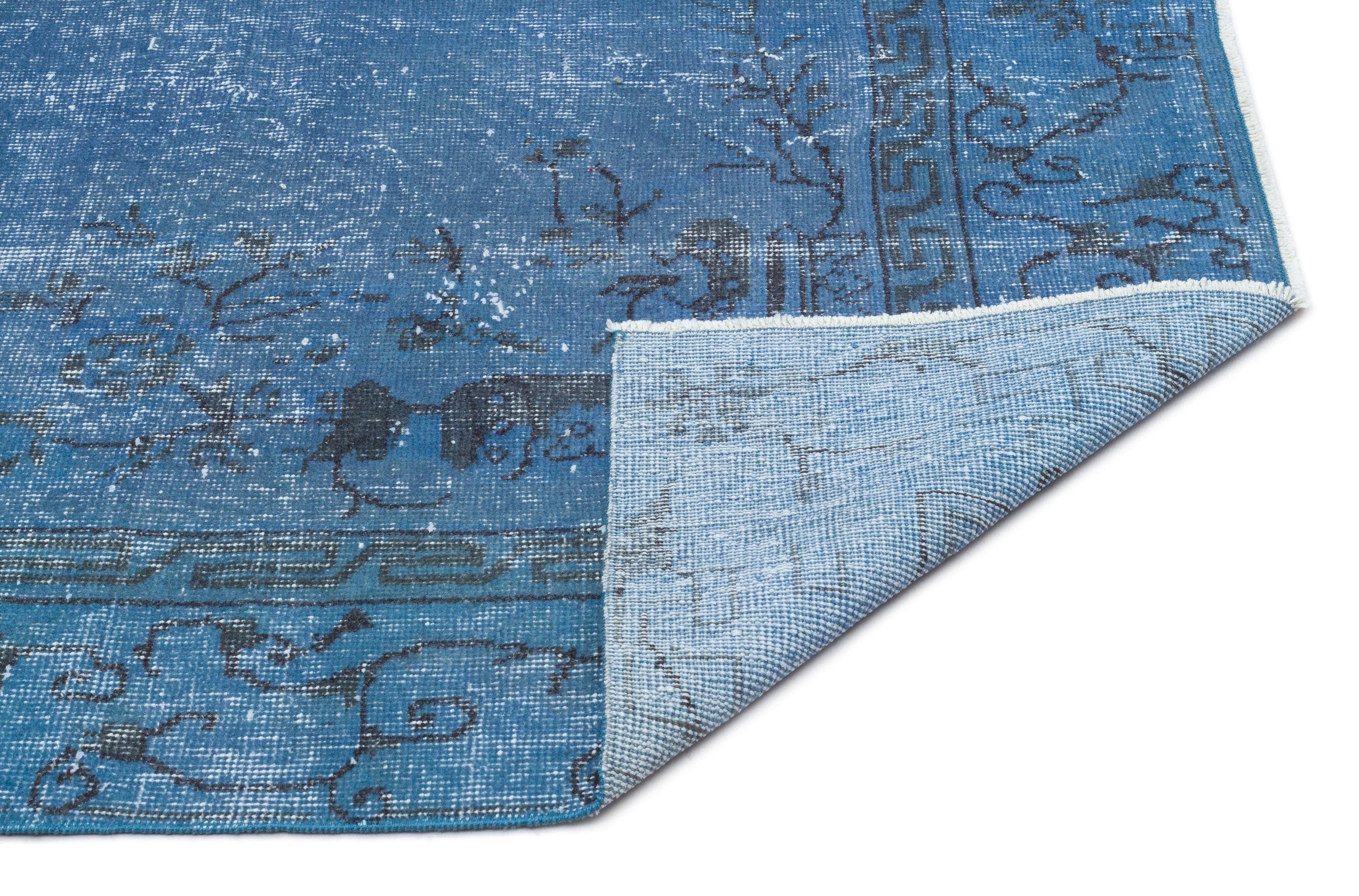 Atina Blue Vintage Wool Handmade Area Rug 6'6" x 10'1"