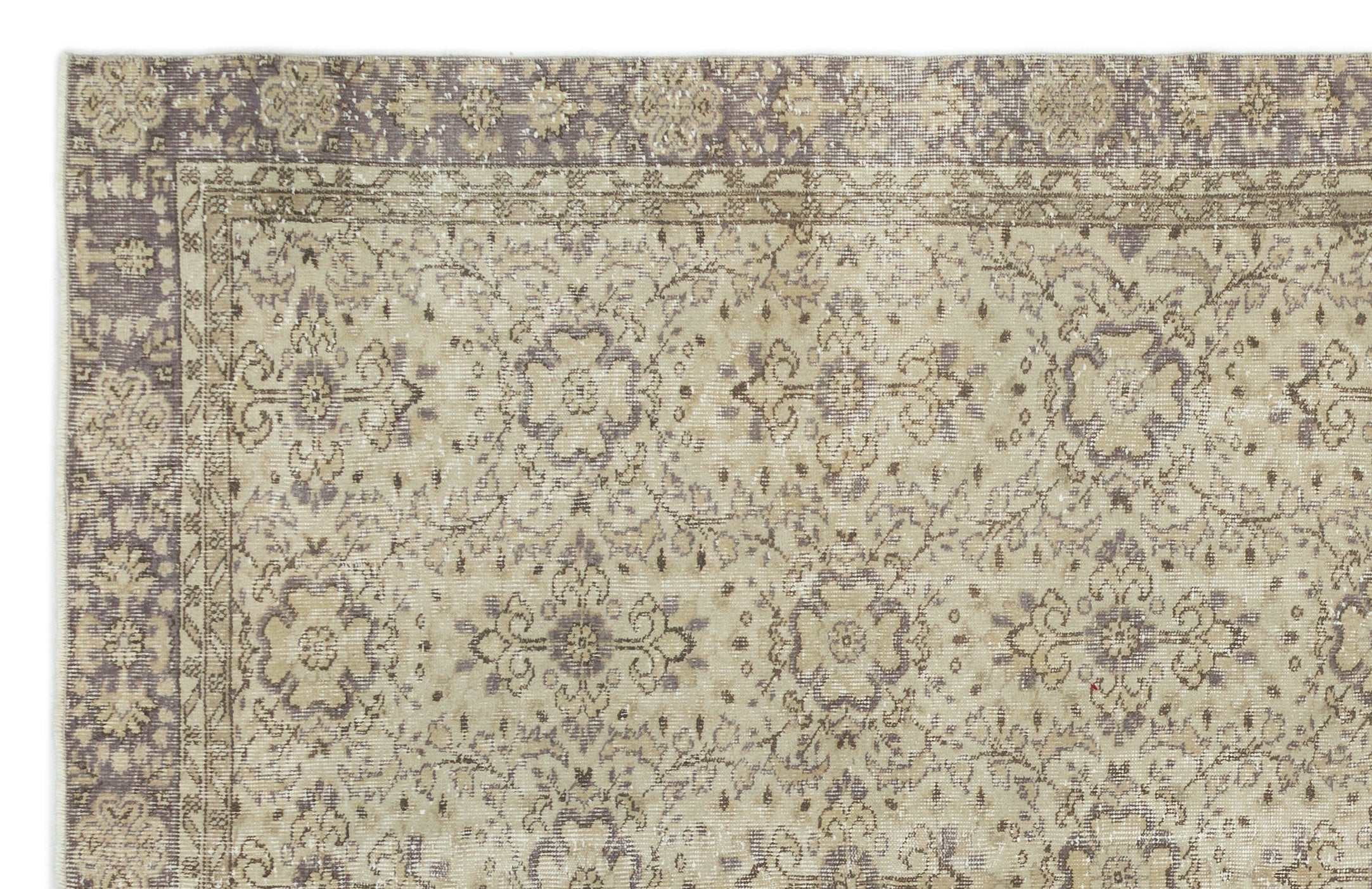 Atina Beige Vintage Wool Handmade Area Rug 6'3" x 9'9"