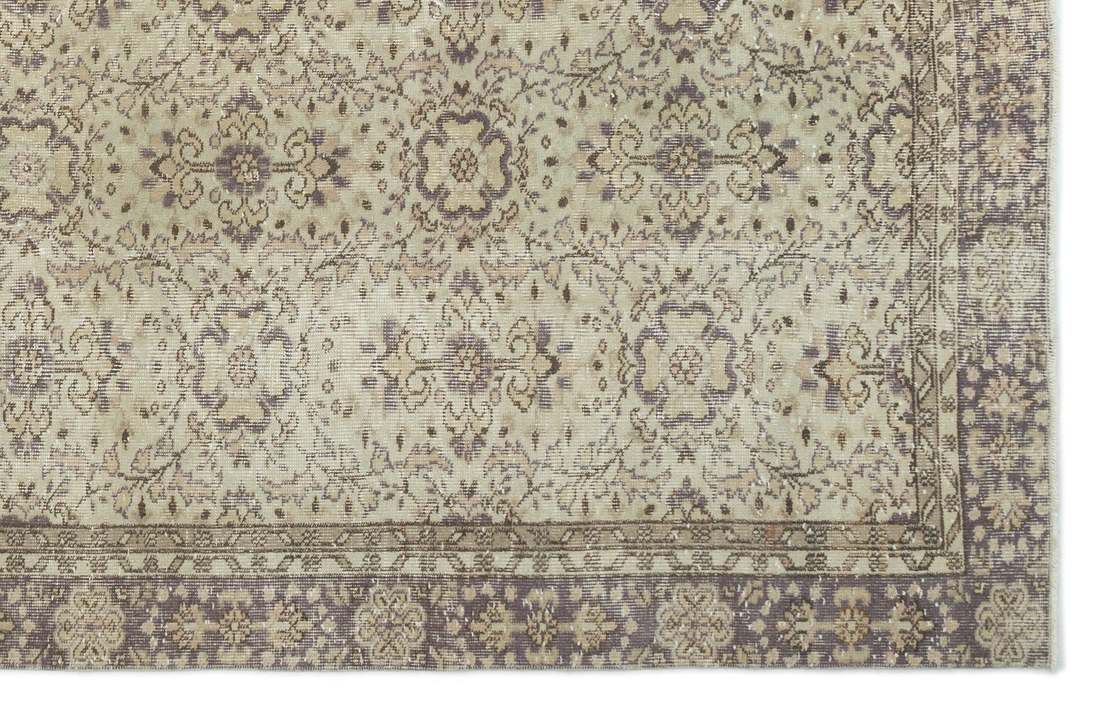Atina Beige Vintage Wool Handmade Area Rug 6'3" x 9'9"