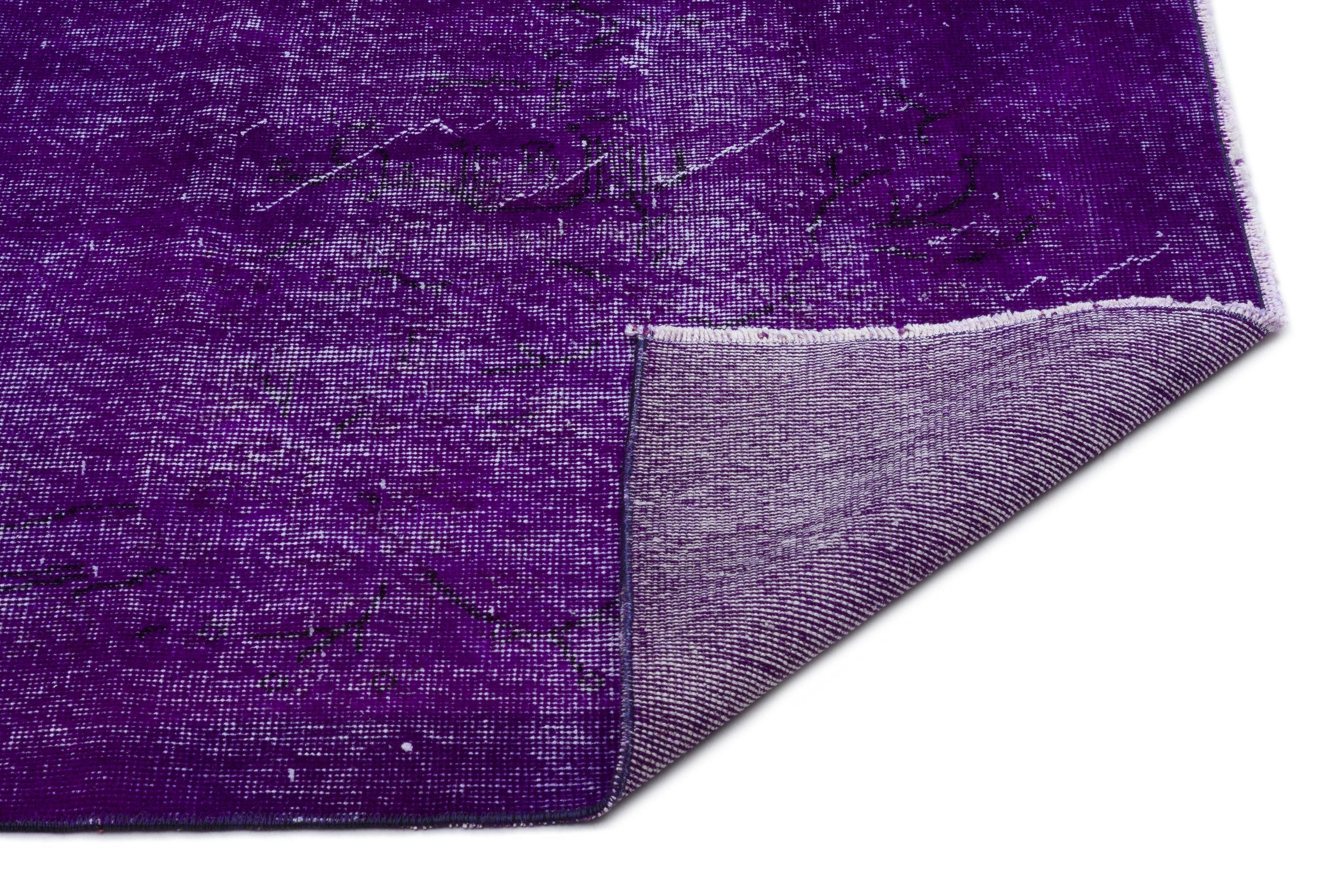 Atina Purple Vintage Wool Handmade Area Rug 6'8" x 9'11"