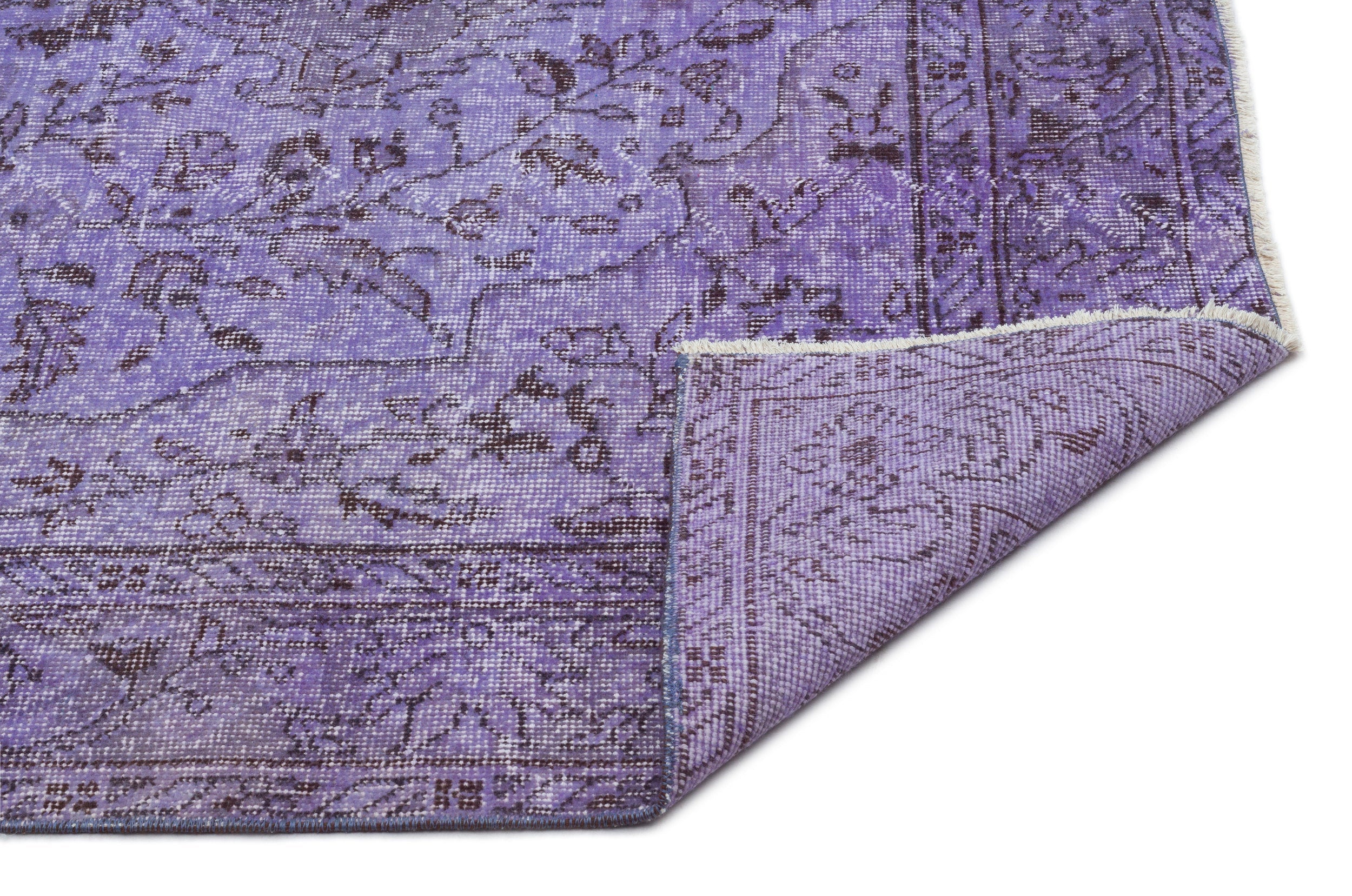 Atina Purple Vintage Wool Handmade Area Rug 5'5" x 8'9"