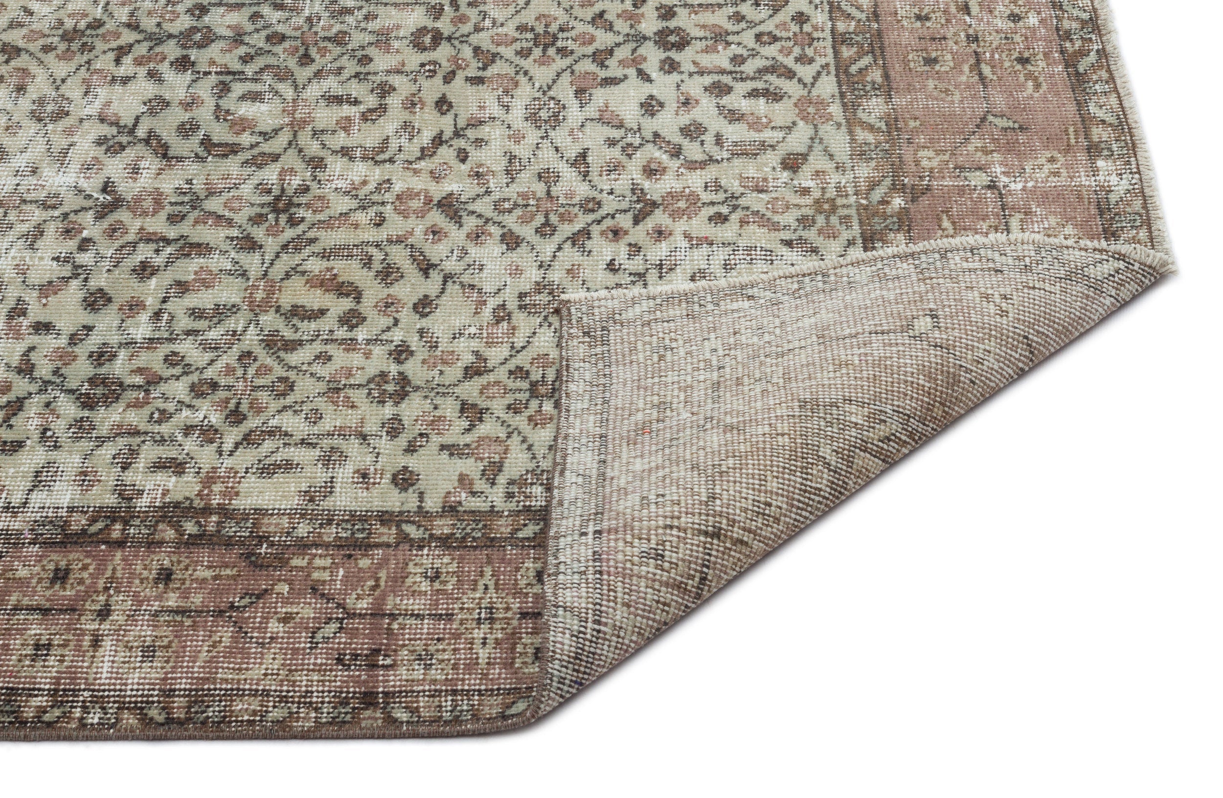Atina Brown Vintage Wool Handmade Area Rug 5'1" x 8'8"