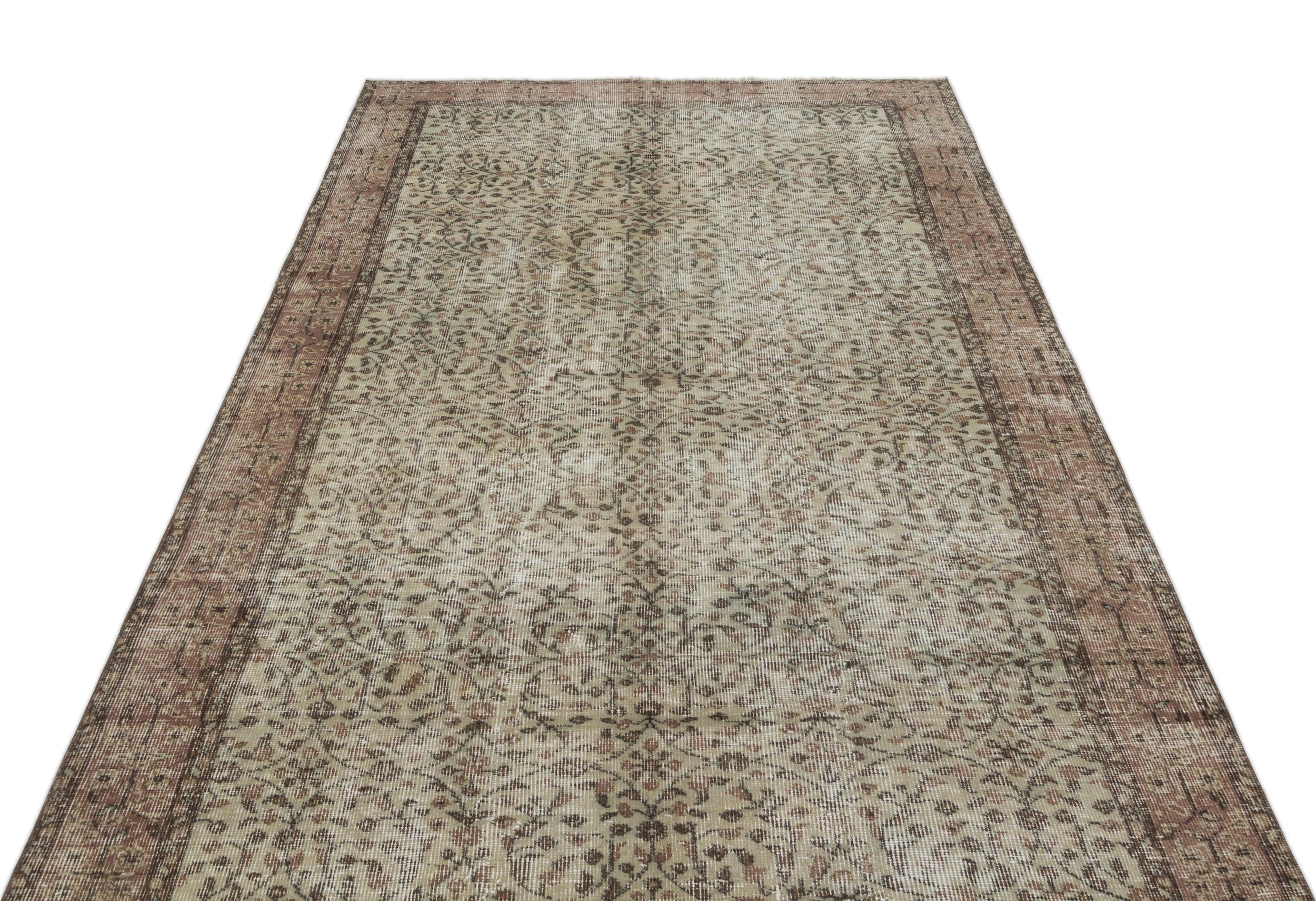 Atina Brown Vintage Wool Handmade Area Rug 5'1" x 8'8"