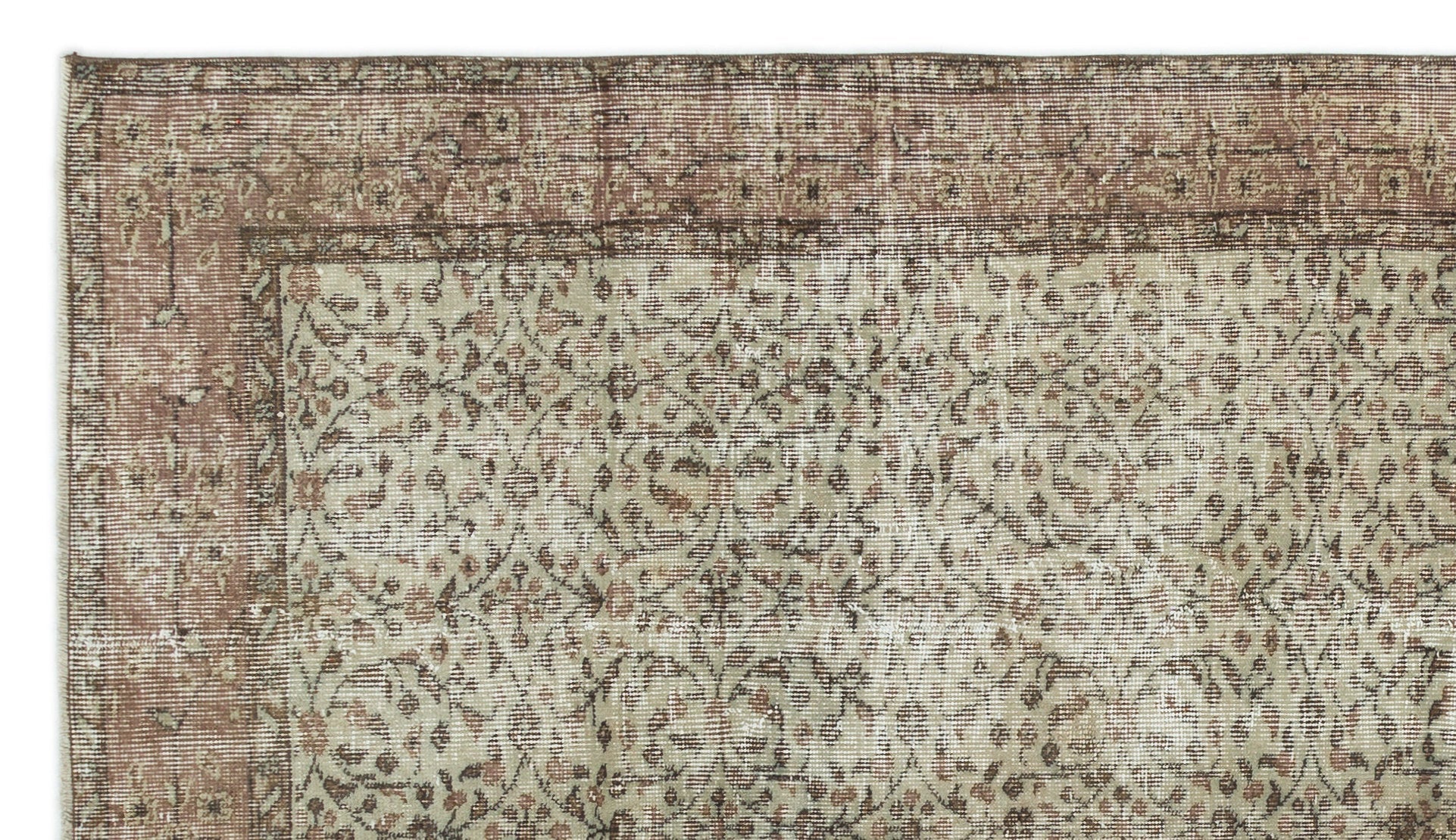 Atina Brown Vintage Wool Handmade Area Rug 5'1" x 8'8"