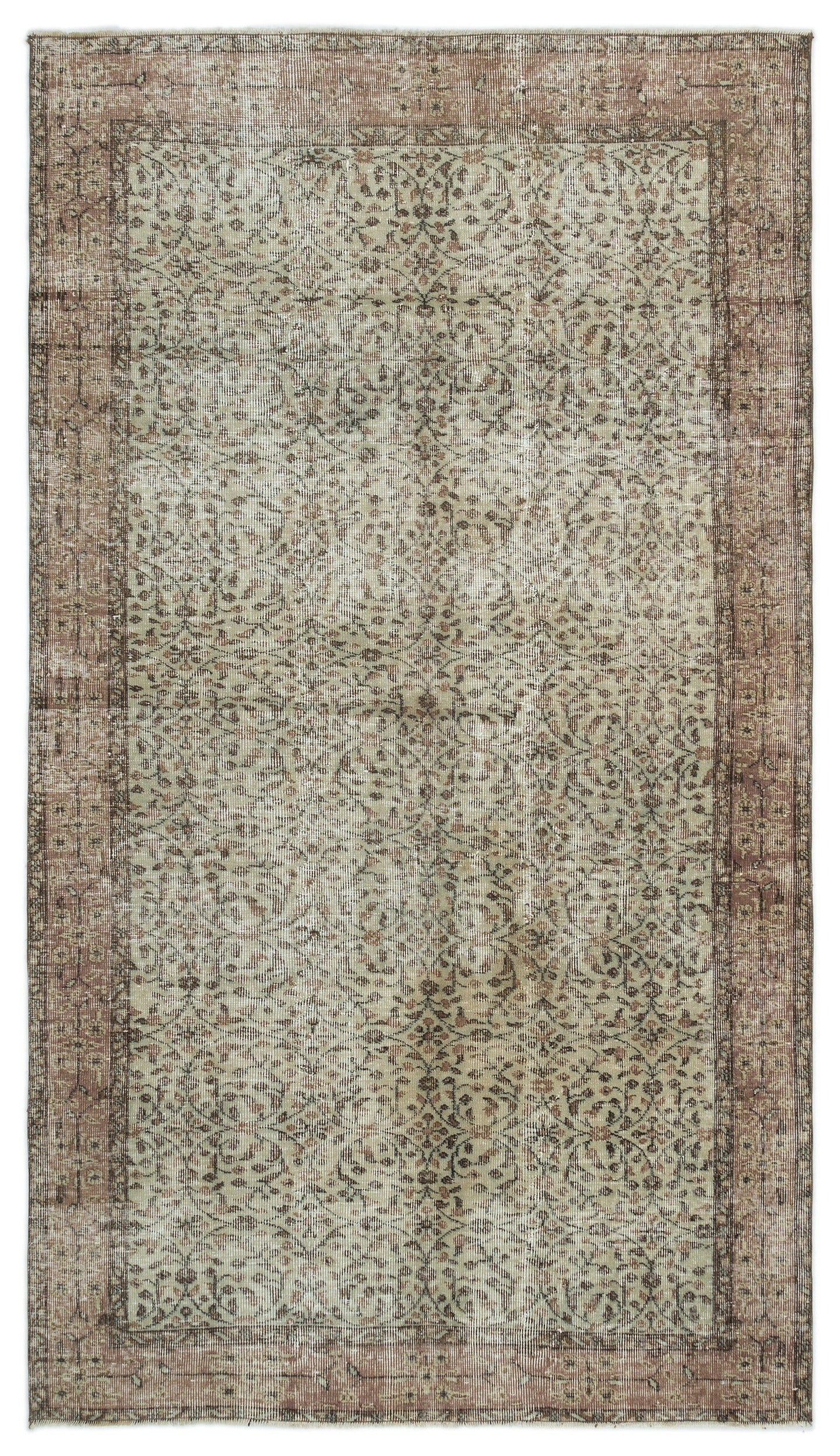 Atina Brown Vintage Wool Handmade Area Rug 5'1" x 8'8"