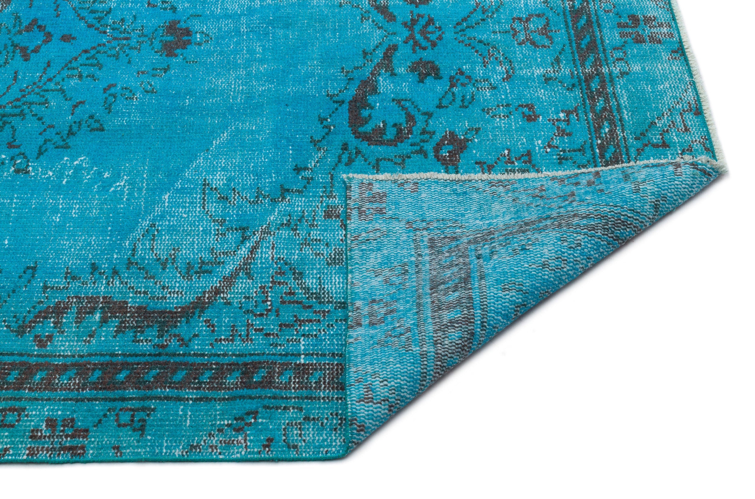 Atina Turquoise Vintage Wool Handmade Area Rug 4'10" x 8'2"
