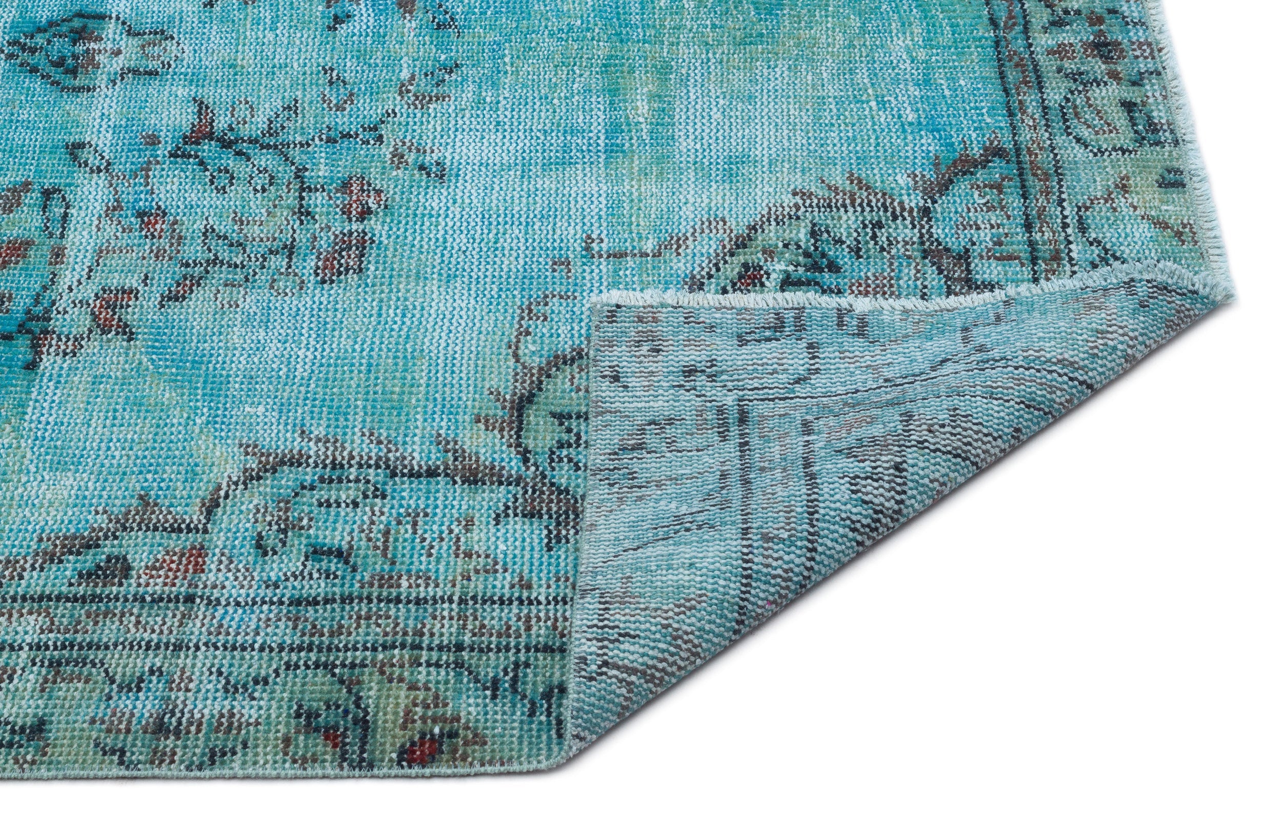 Atina 19692 Turquoise Vintage Wool Handmade Area Rug 4'11" x 8'5"