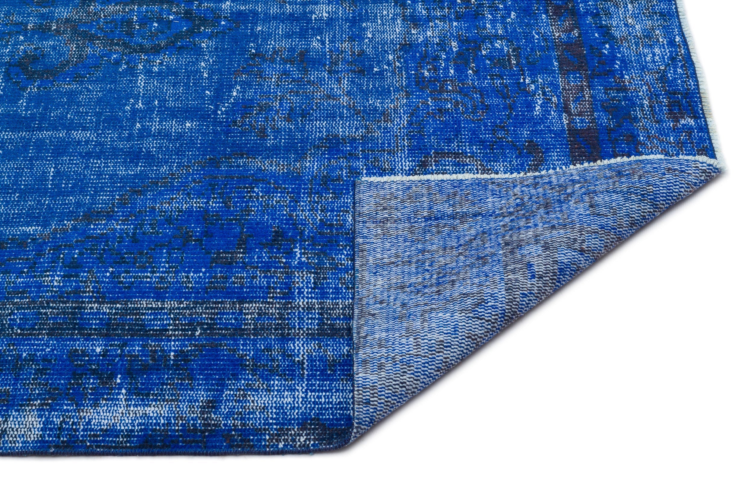 Atina Blue Vintage Wool Handmade Area Rug 4'10" x 7'11"