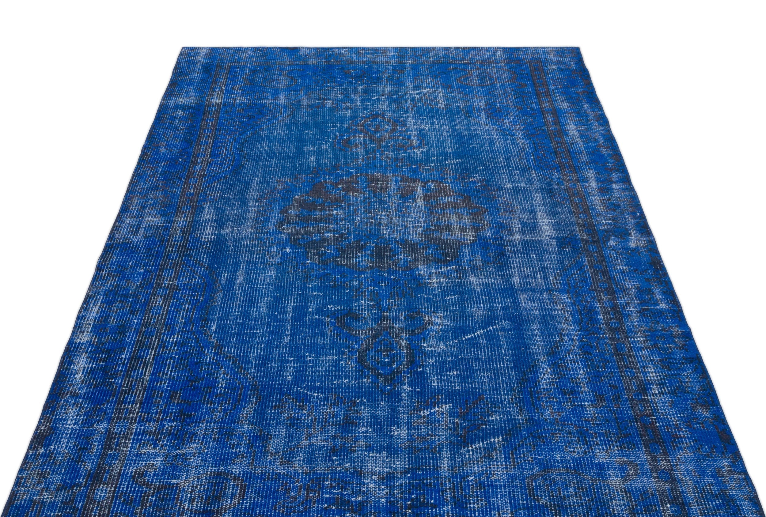 Atina Blue Vintage Wool Handmade Area Rug 4'10" x 7'11"