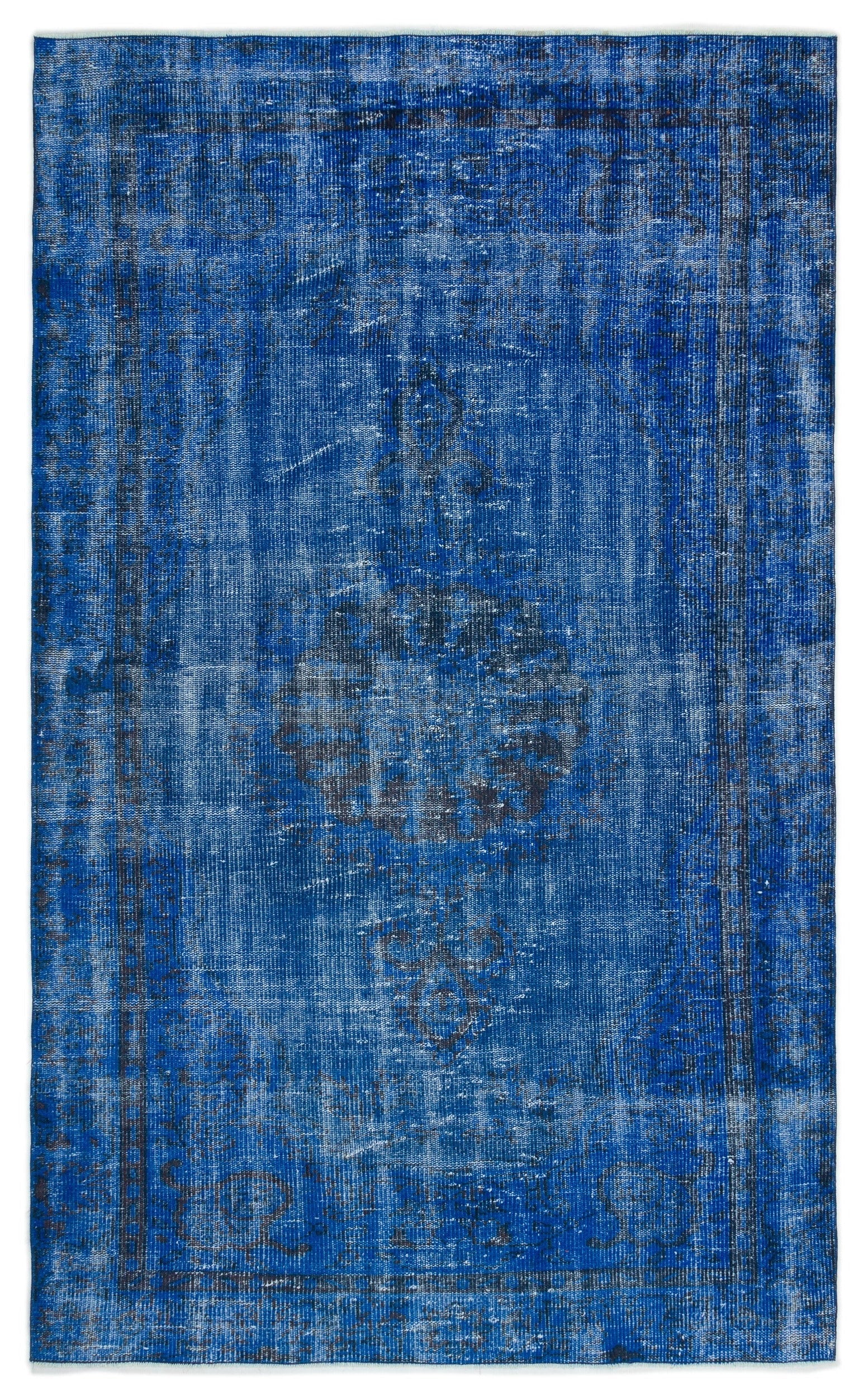Atina Blue Vintage Wool Handmade Area Rug 4'10" x 7'11"