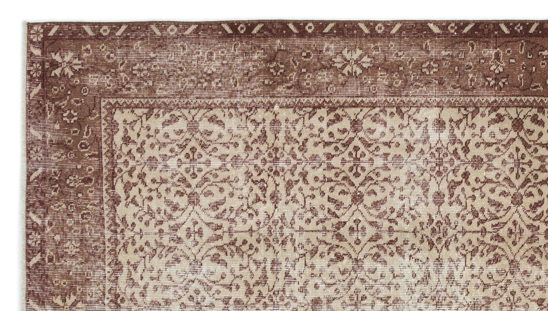 Atina Brown Vintage Wool Handmade Area Rug 4'8" x 8'4"