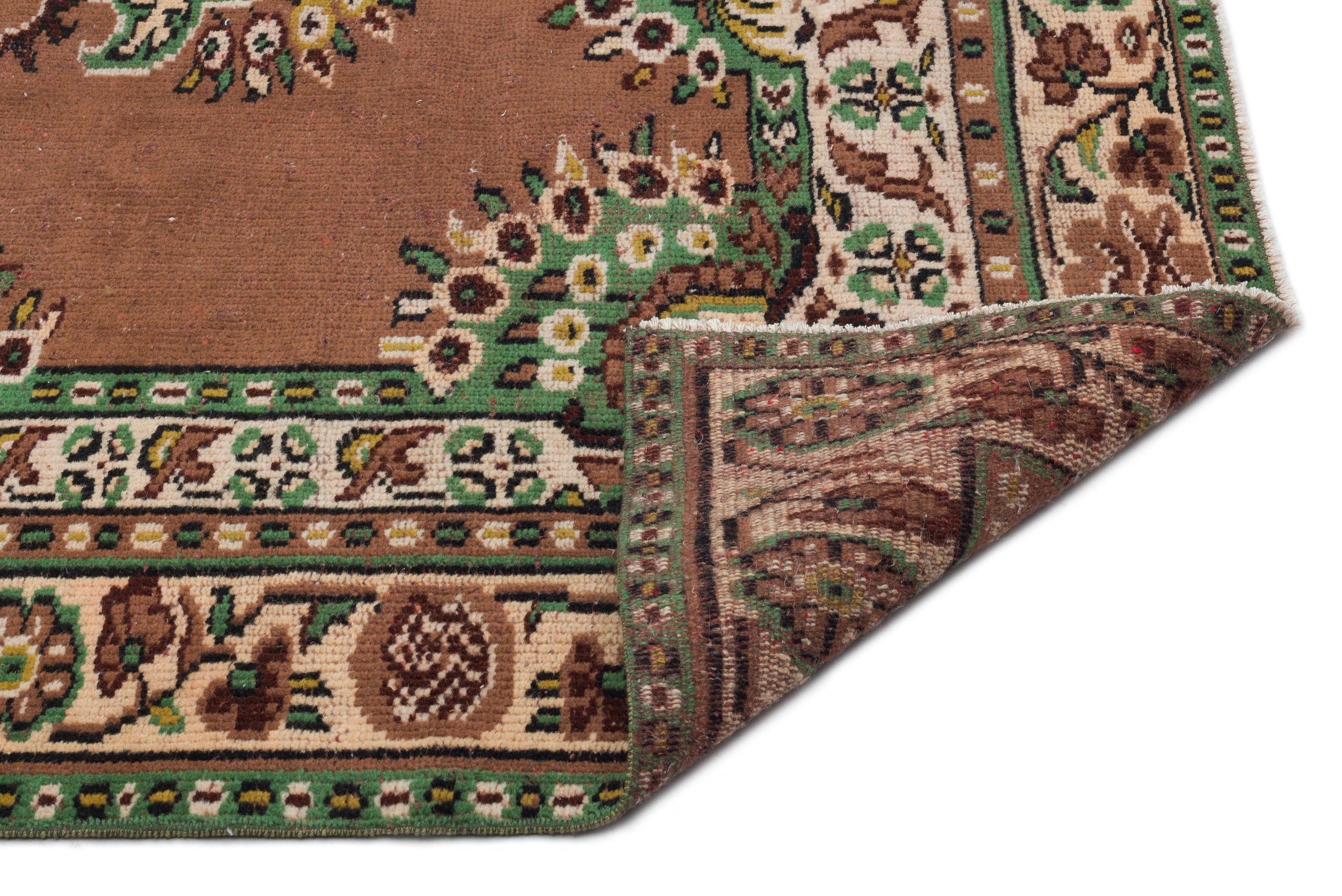 Atina Brown Vintage Wool Handmade Area Rug 5'11" x 9'6"