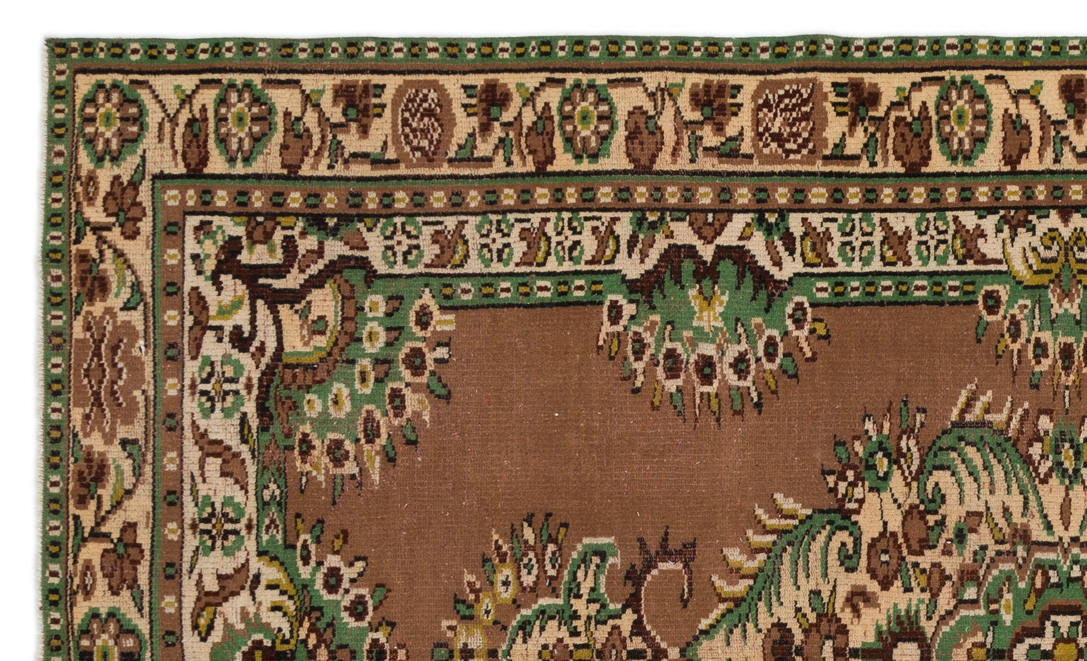 Atina Brown Vintage Wool Handmade Area Rug 5'11" x 9'6"