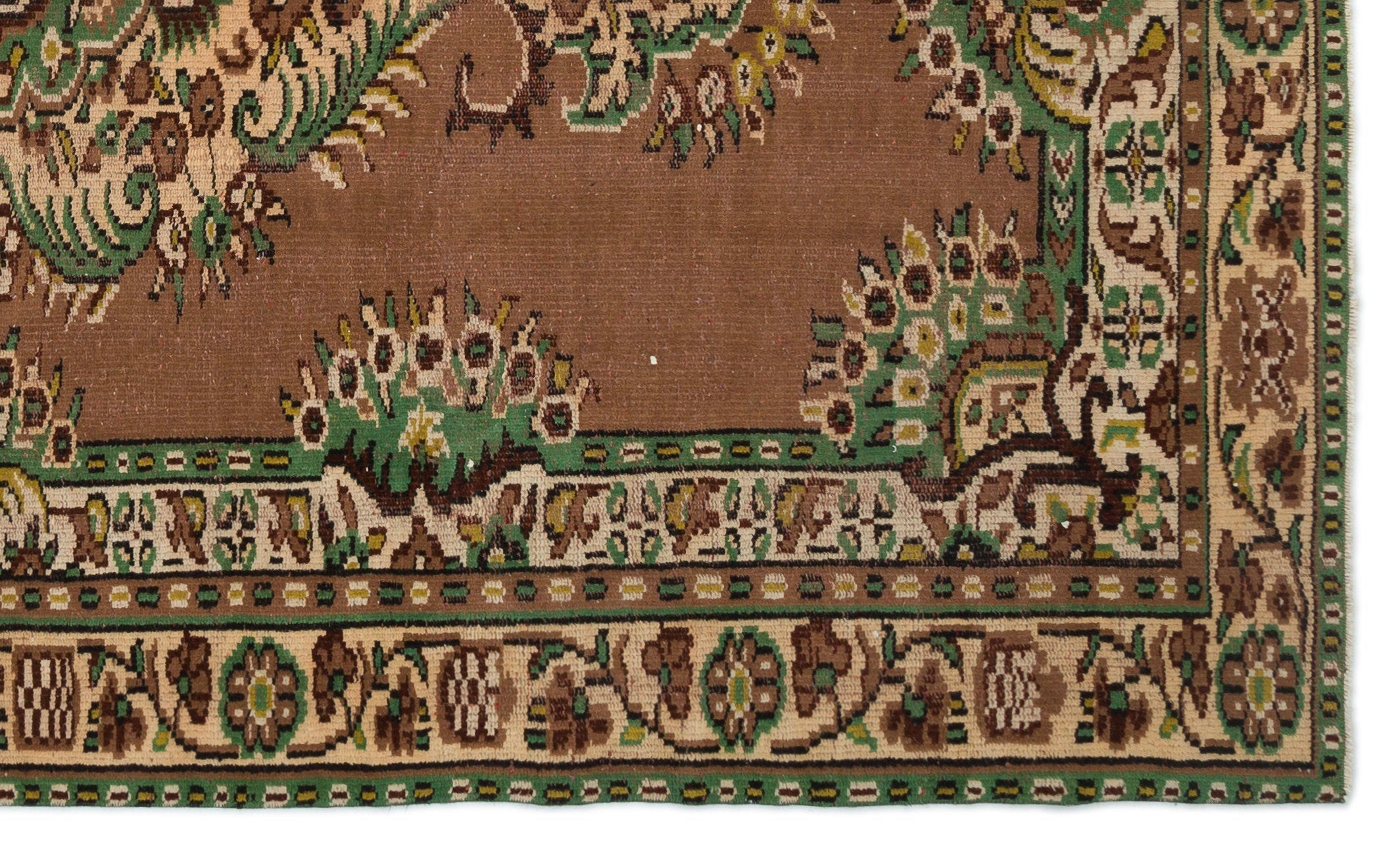 Atina Brown Vintage Wool Handmade Area Rug 5'11" x 9'6"