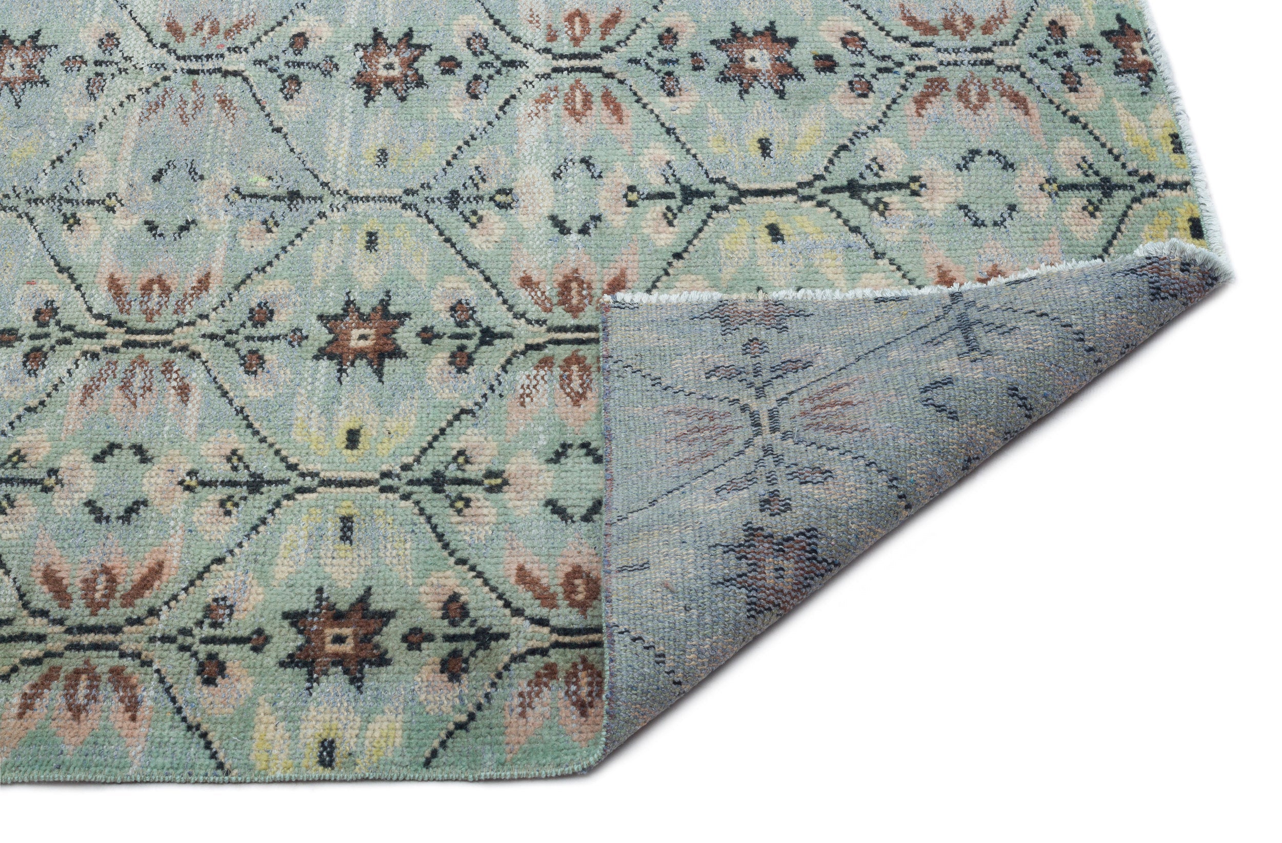Atina 19737 Green Vintage Wool Handmade Area Rug 5'9" x 9'11"