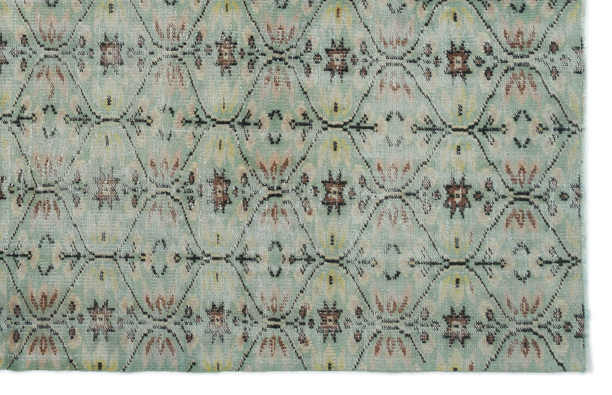 Atina 19737 Green Vintage Wool Handmade Area Rug 5'9" x 9'11"