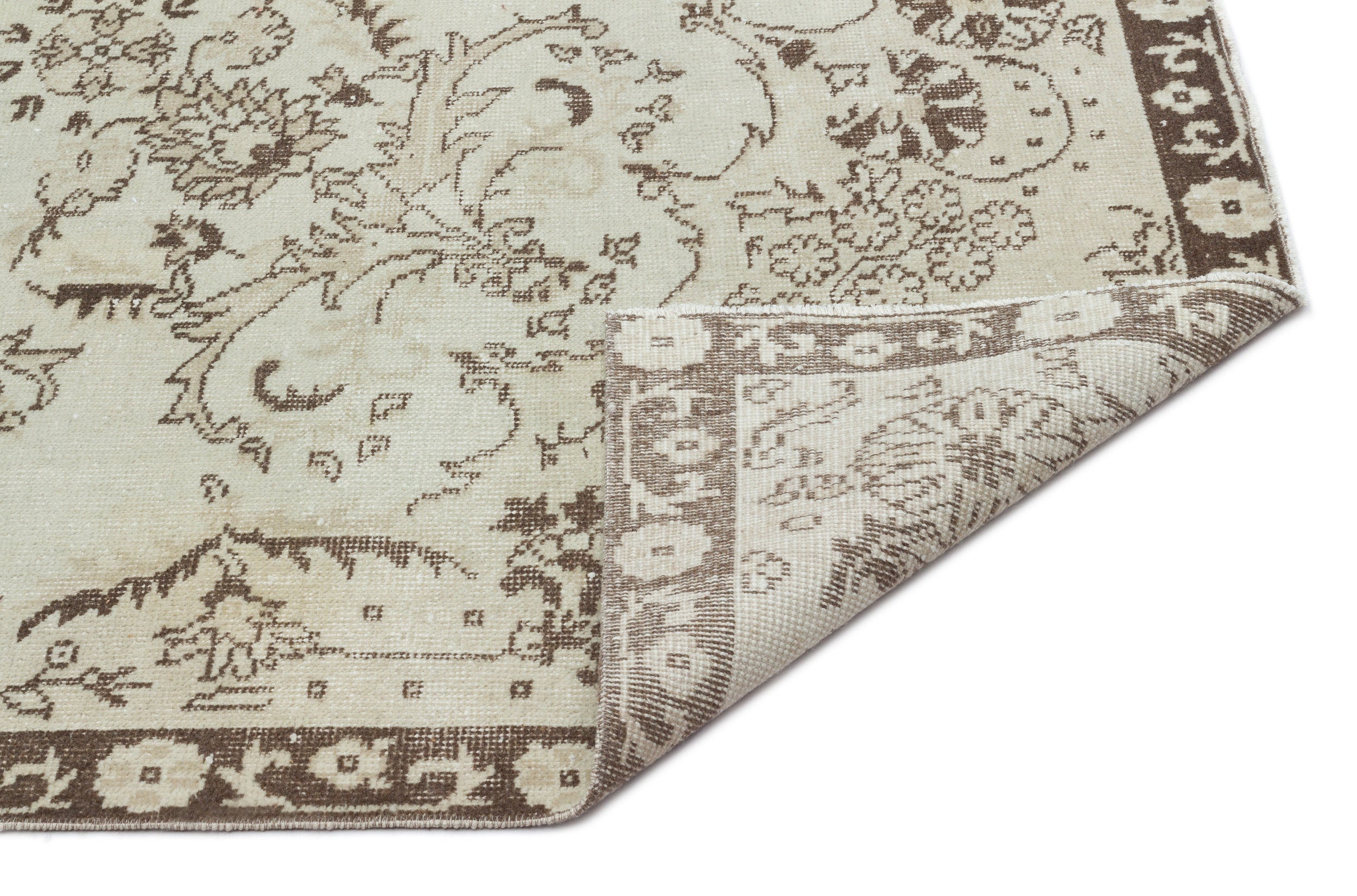 Atina Beige Vintage Wool Handmade Area Rug 6'11" x 10'6"