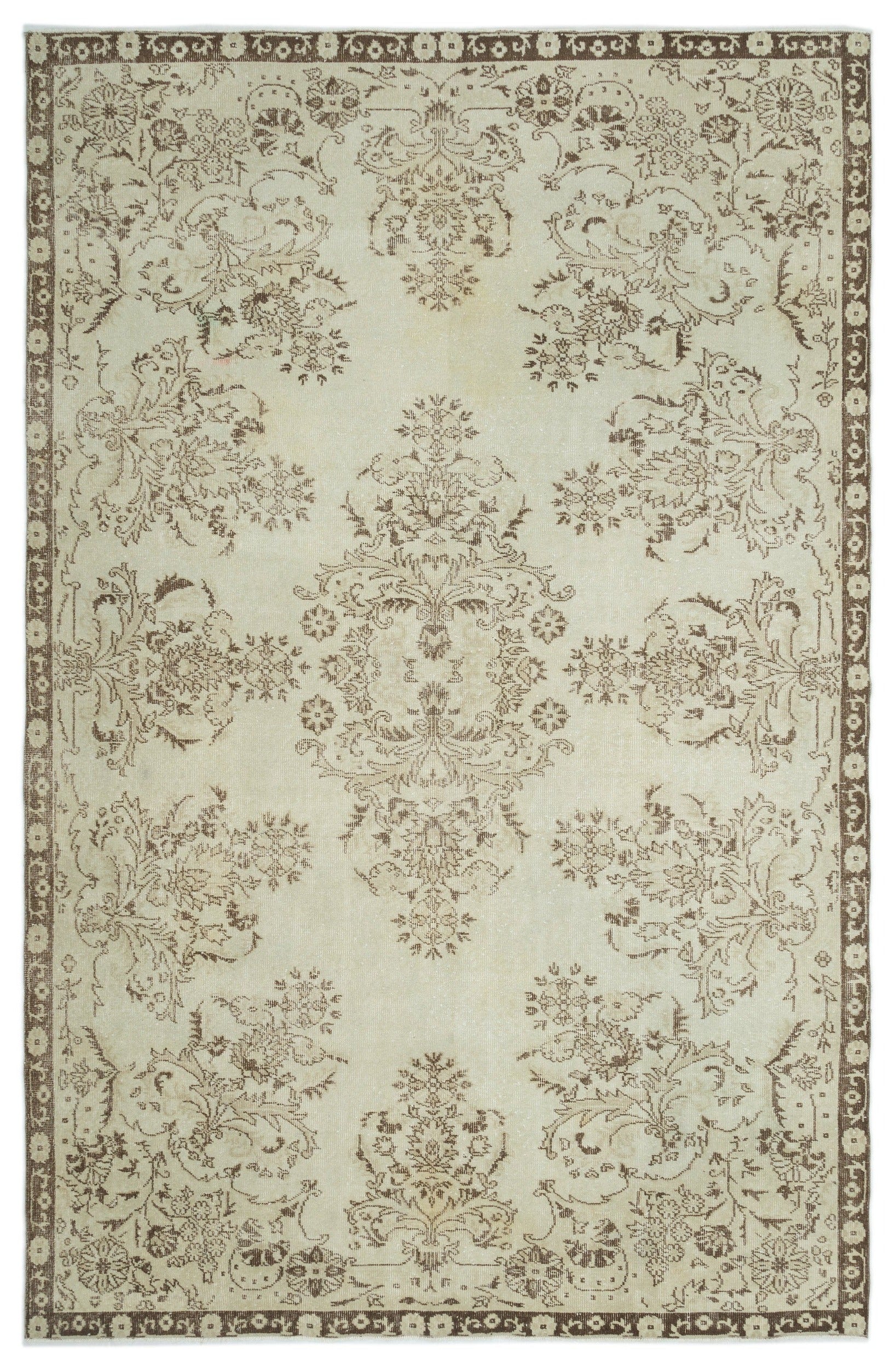Atina Beige Vintage Wool Handmade Area Rug 6'11" x 10'6"