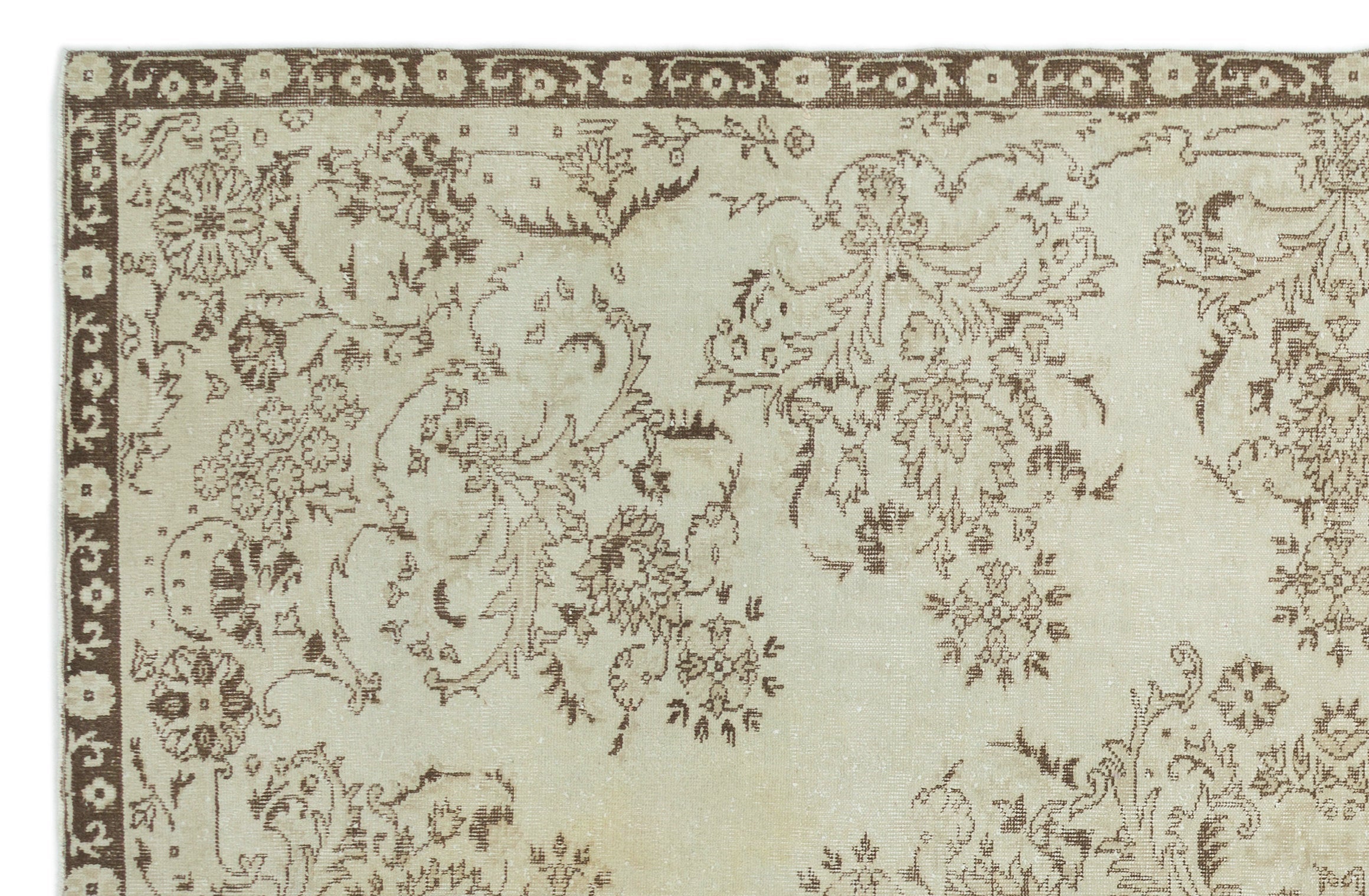 Atina Beige Vintage Wool Handmade Area Rug 6'11" x 10'6"
