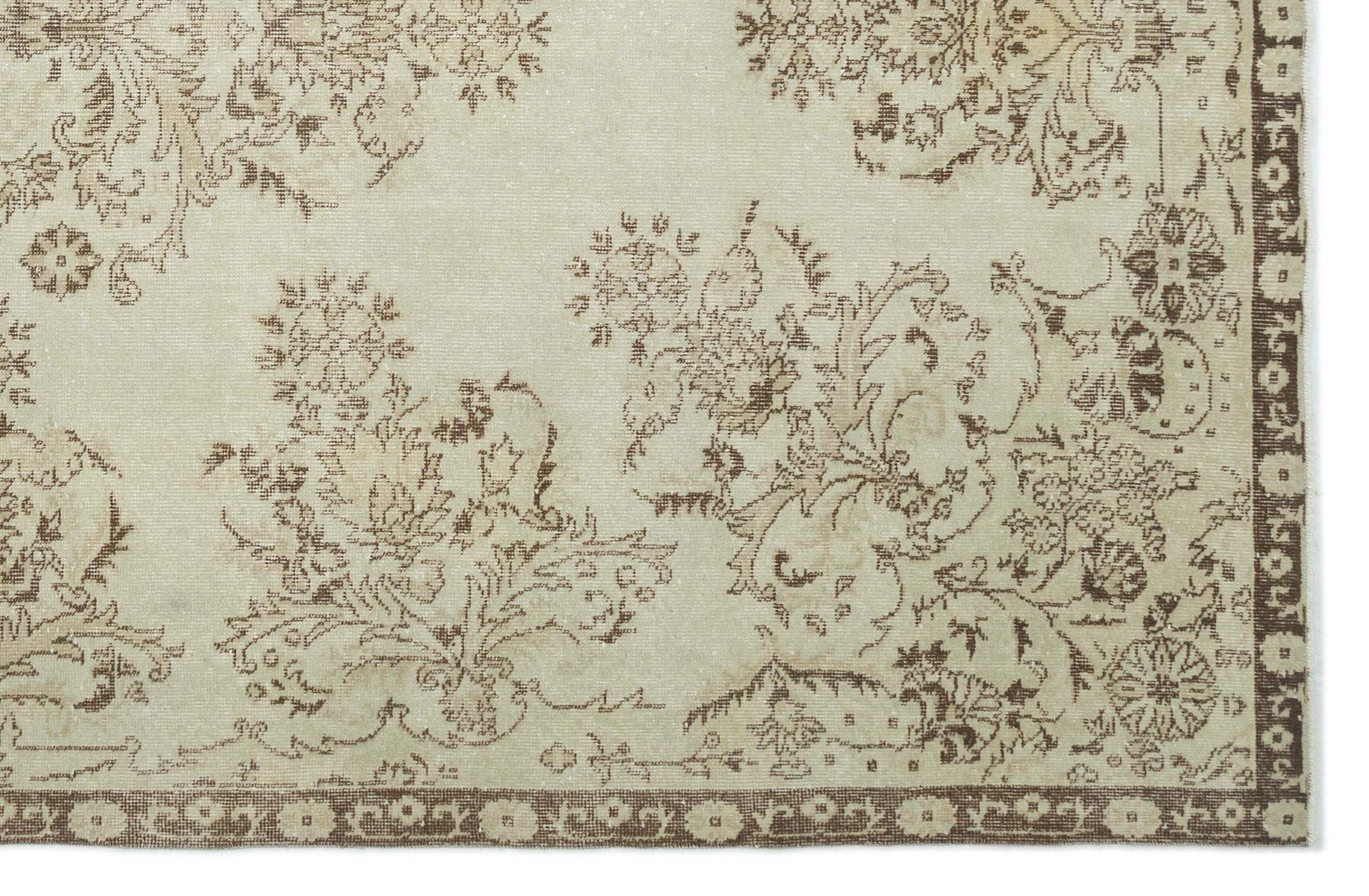 Atina Beige Vintage Wool Handmade Area Rug 6'11" x 10'6"