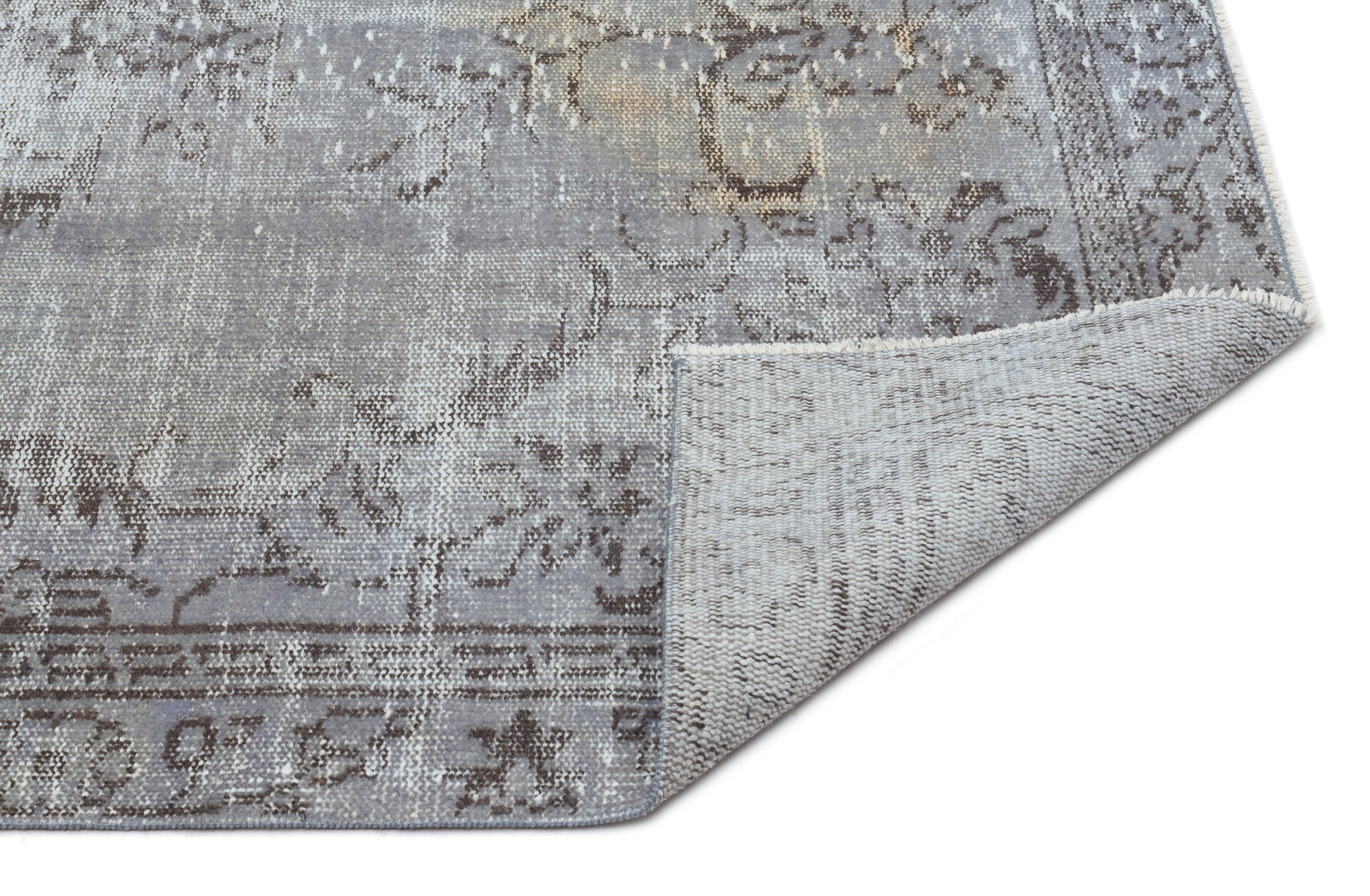Atina Grey Vintage Wool Handmade Area Rug 4'11" x 9'7"