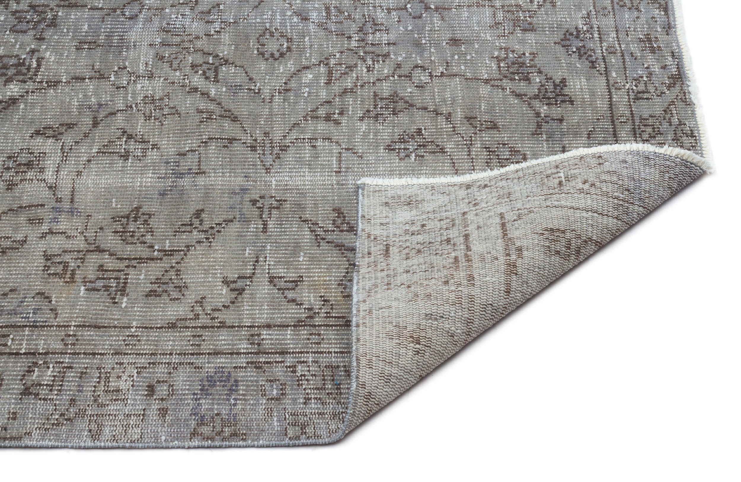 Atina Grey Vintage Wool Handmade Area Rug 4'8" x 8'5"