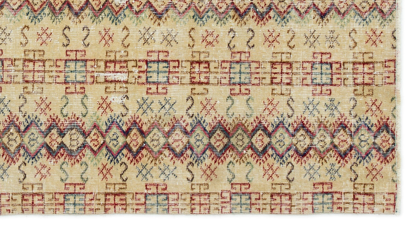 Atina Cream Vintage Wool Handmade Area Rug 3'5" x 6'5"