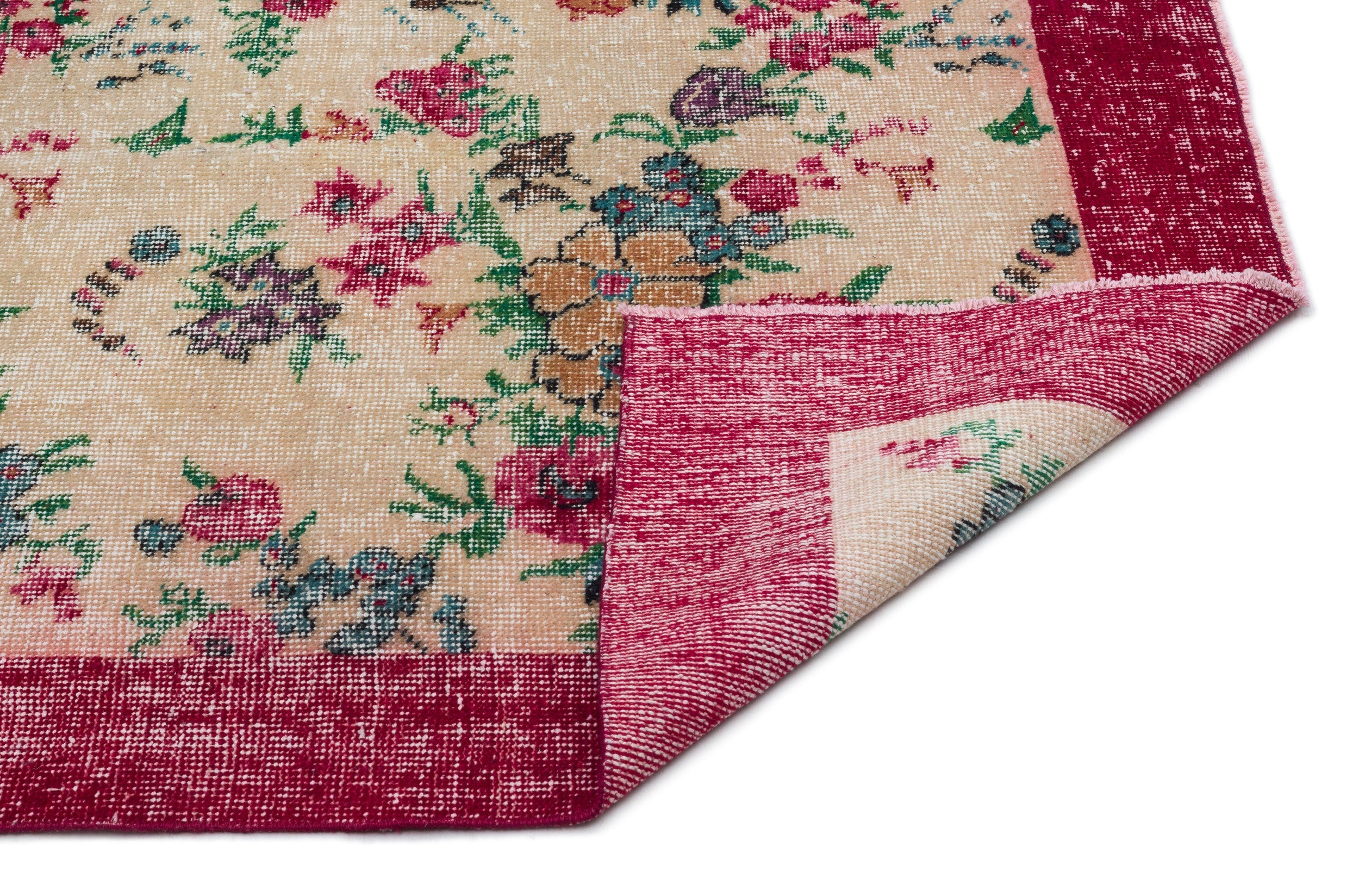 Atina Red Vintage Wool Handmade Area Rug 5'1" x 7'11"