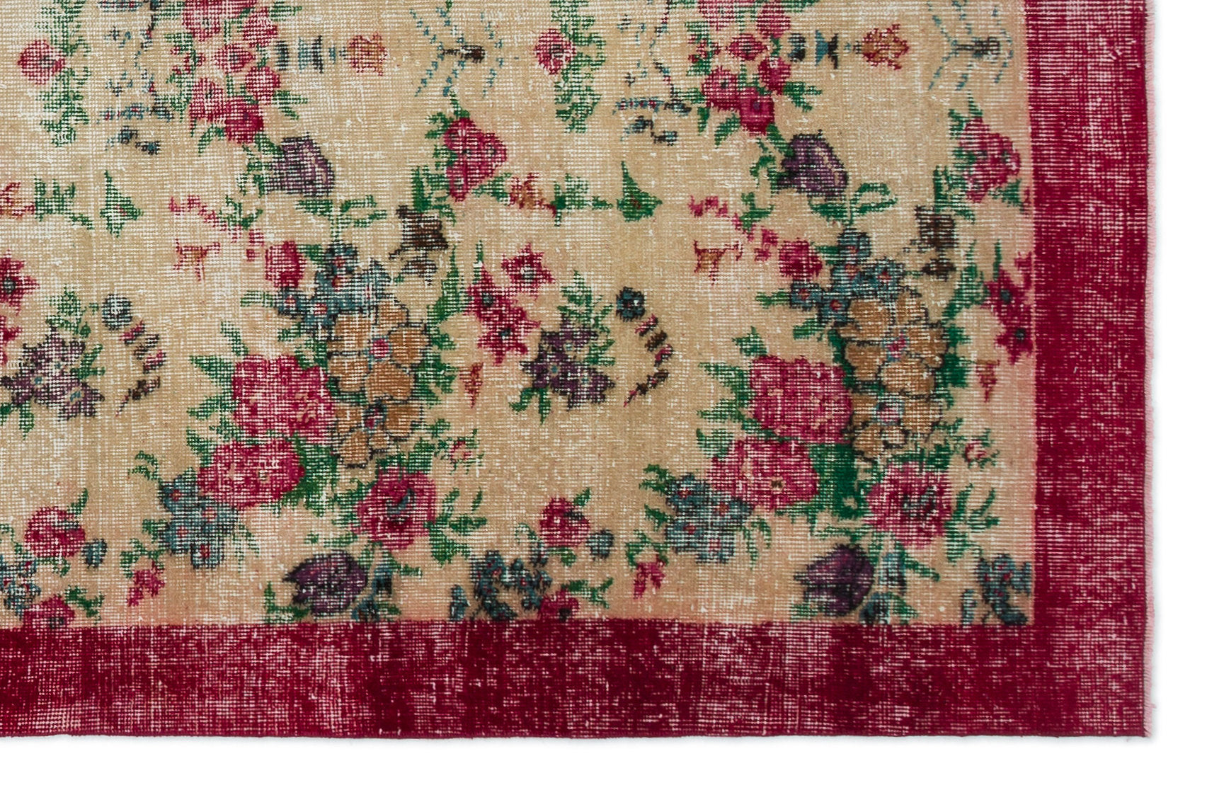 Atina Red Vintage Wool Handmade Area Rug 5'1" x 7'11"