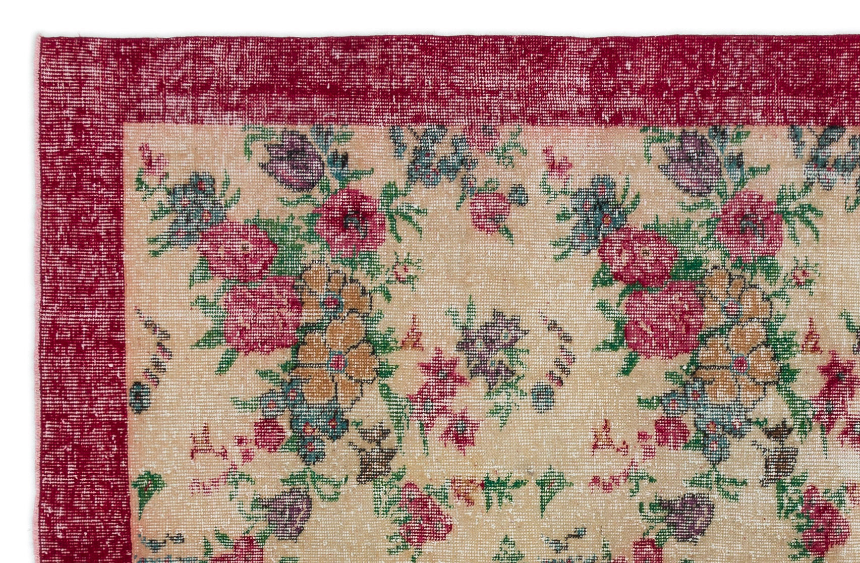 Atina Red Vintage Wool Handmade Area Rug 5'1" x 7'11"