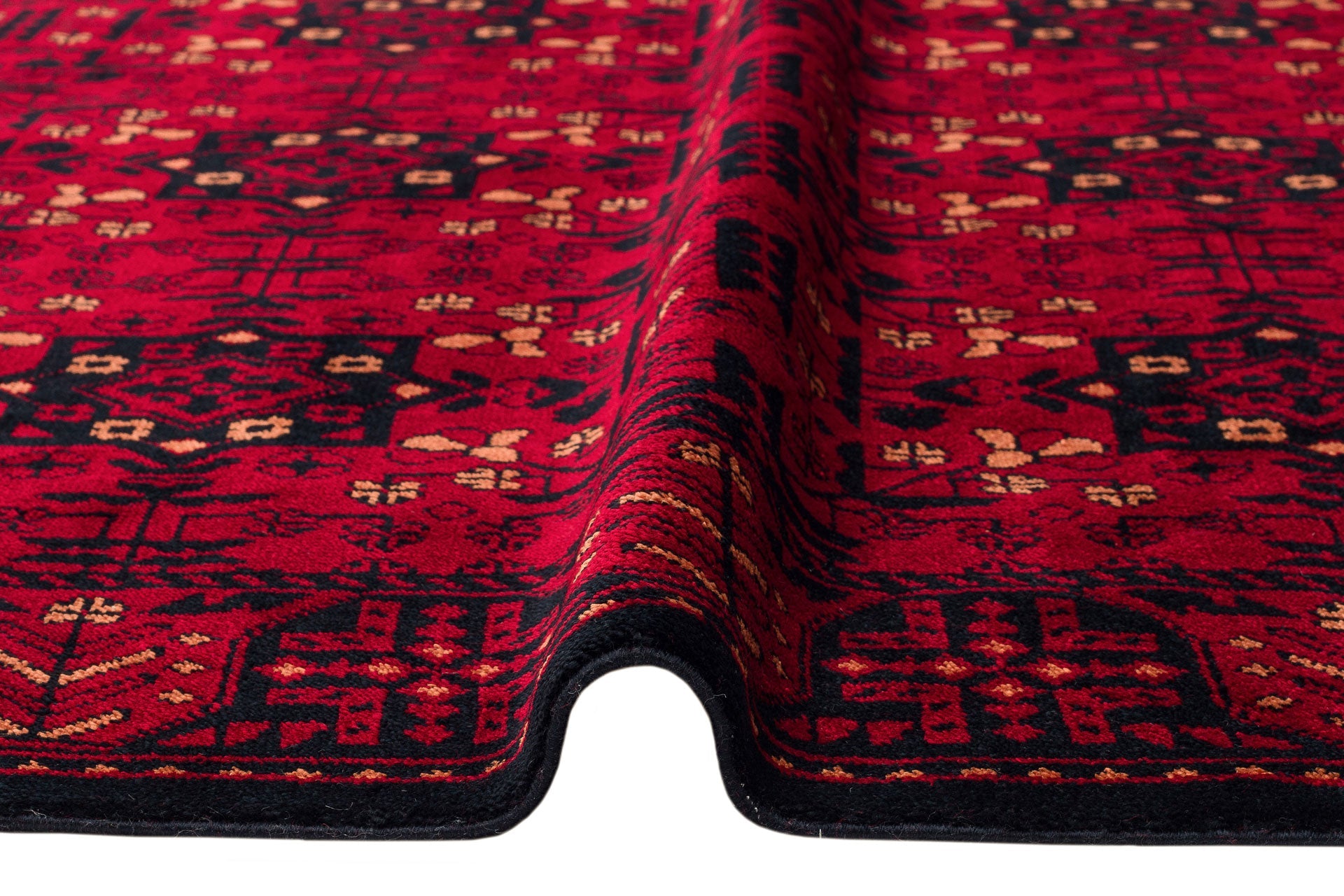 Handmade Viscose Rug - Red Classic Afghan Ya?c?bedir Pattern Carpet | Flatweave Area Rug