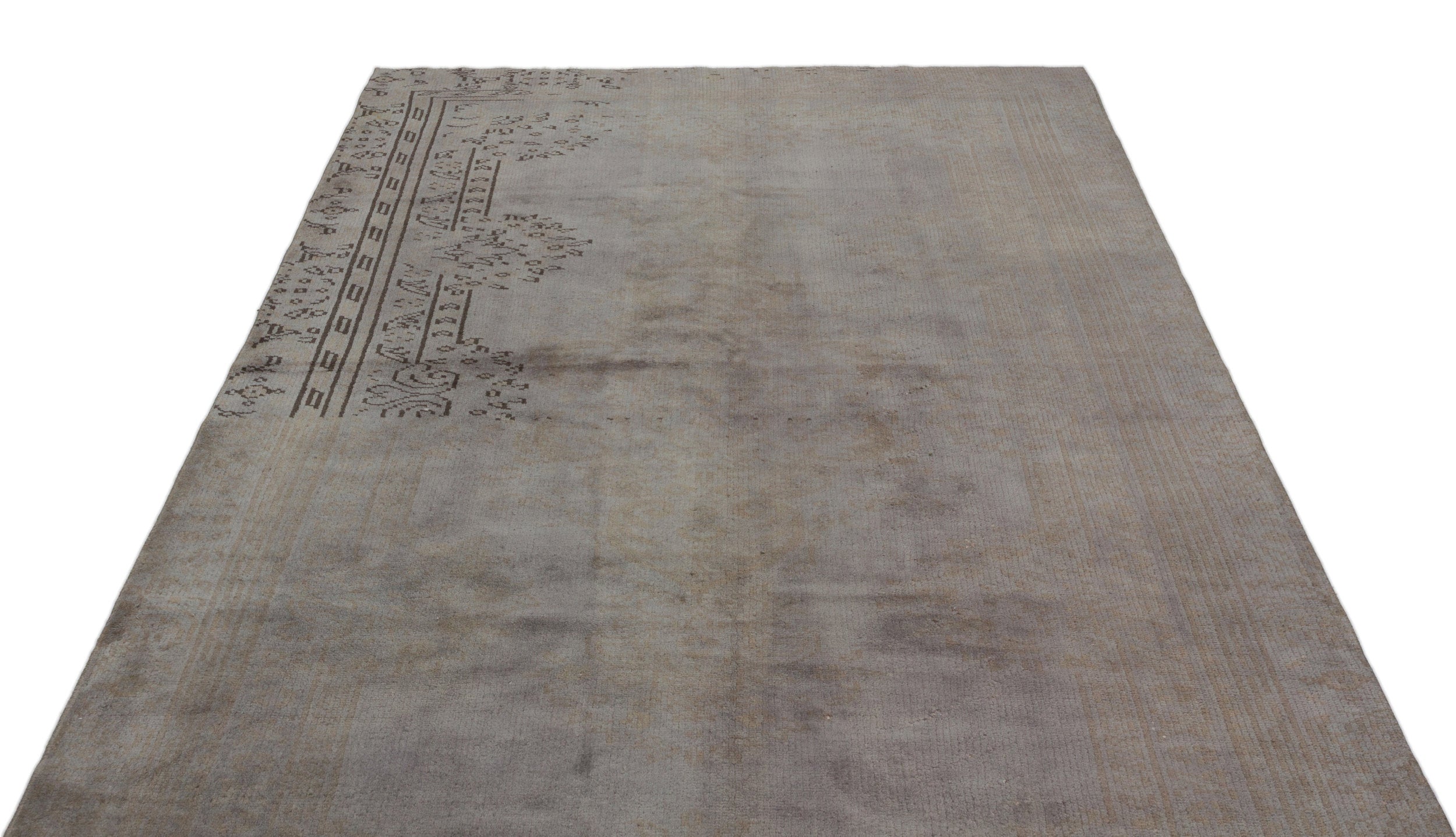 Atina Grey Vintage Wool Handmade Area Rug 5'7" x 9'6"