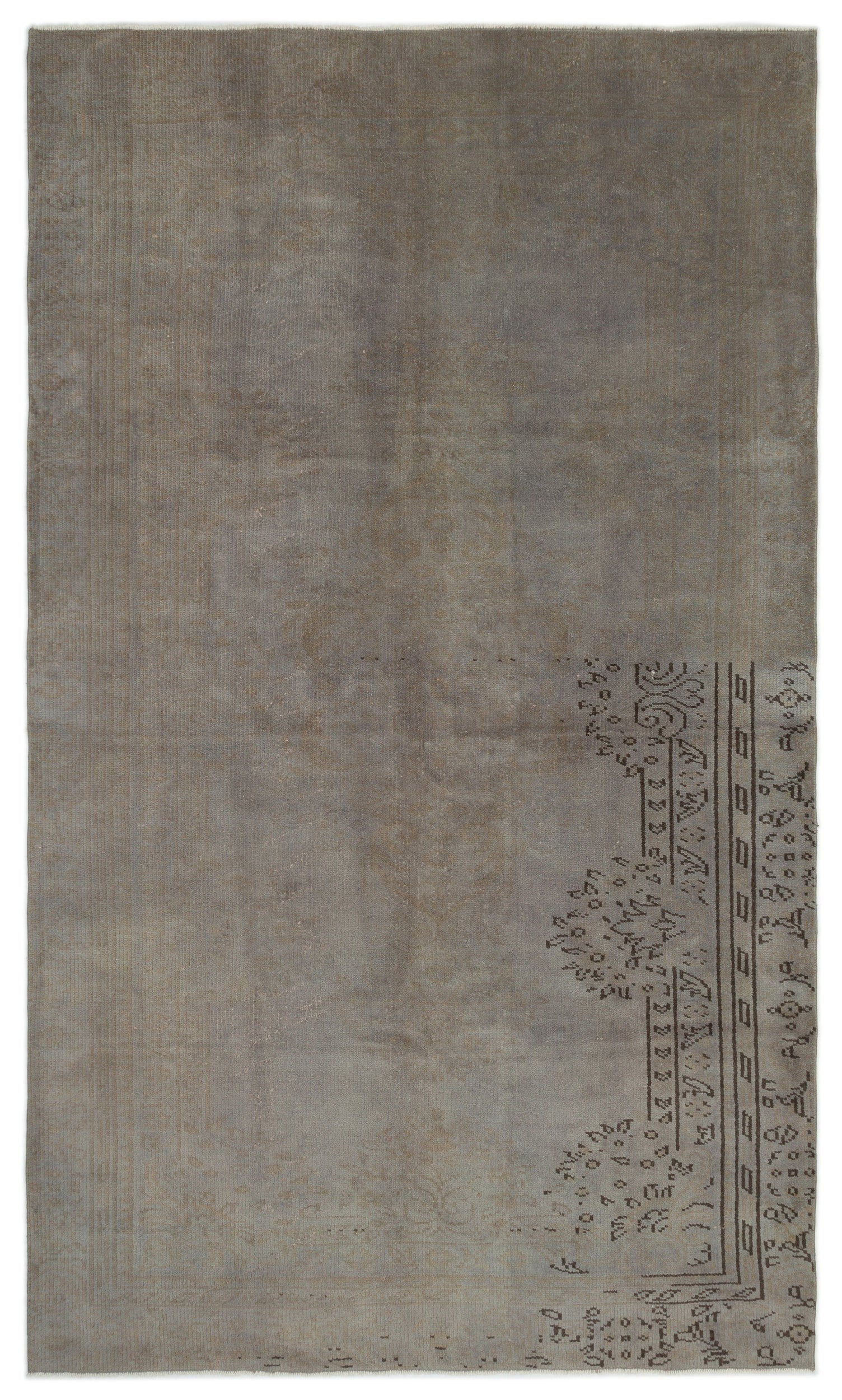Atina Grey Vintage Wool Handmade Area Rug 5'7" x 9'6"