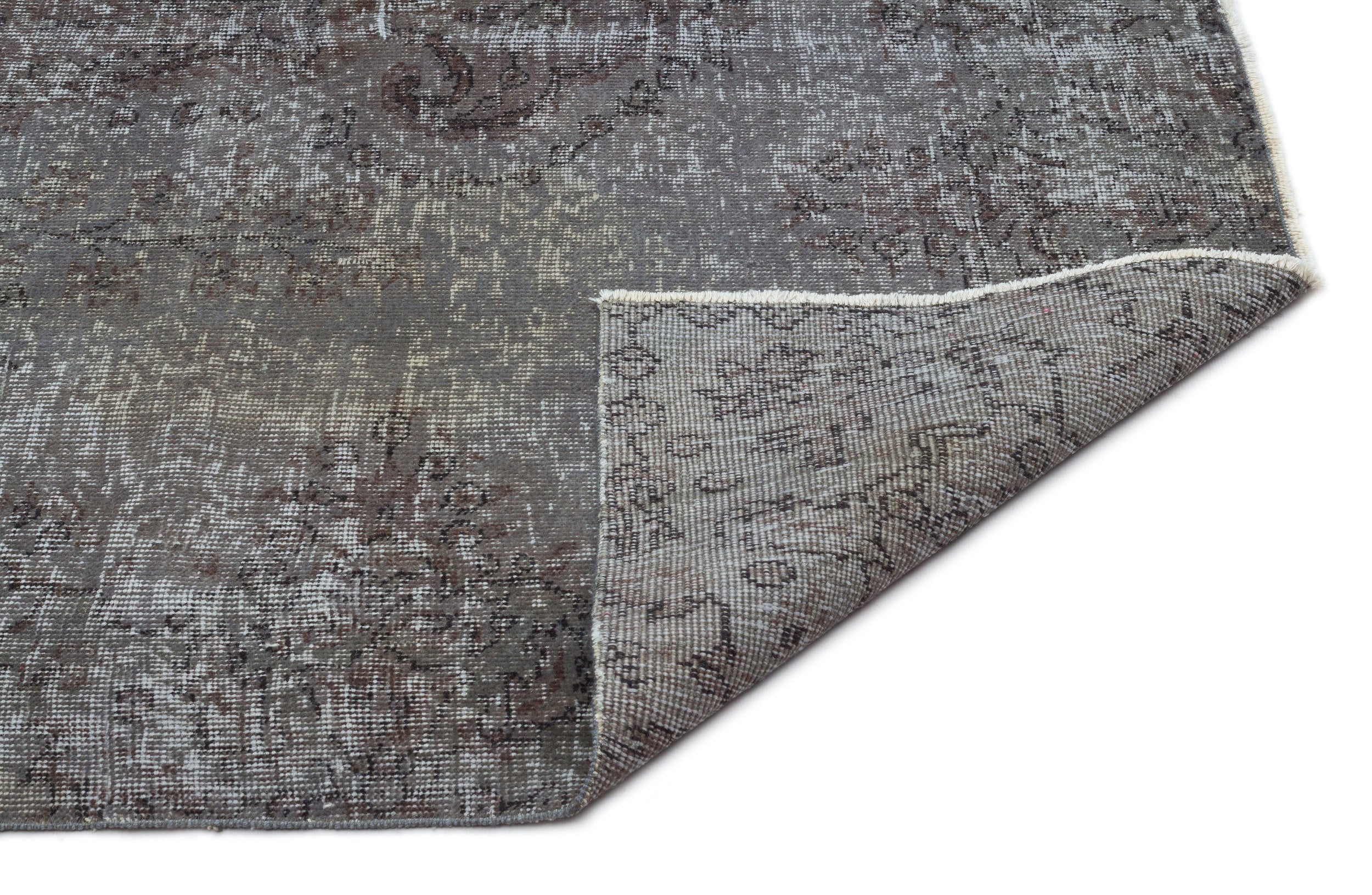 Atina Grey Vintage Wool Handmade Area Rug 5'3" x 8'10"