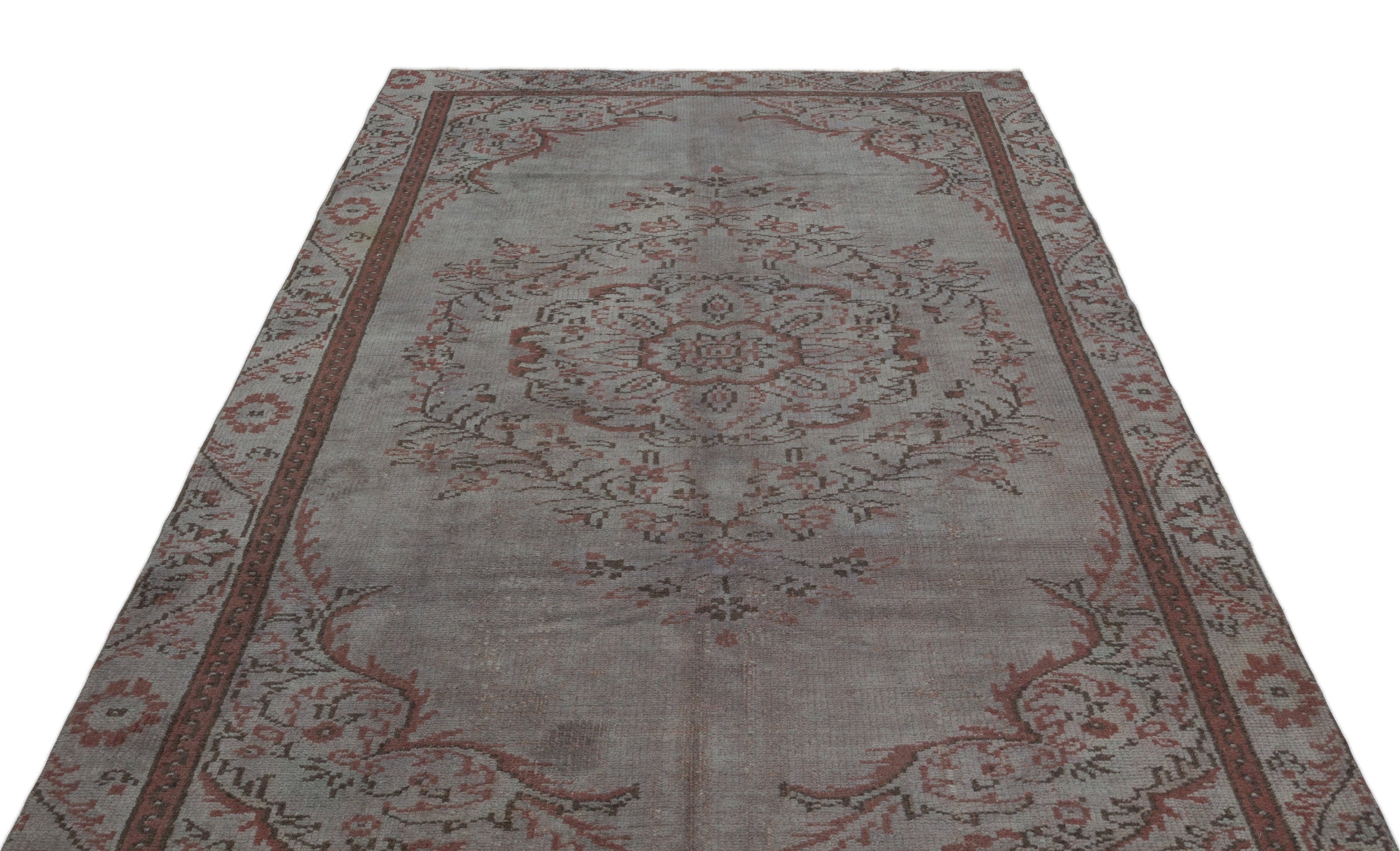 Atina Grey Vintage Wool Handmade Area Rug 4'11" x 9'0"