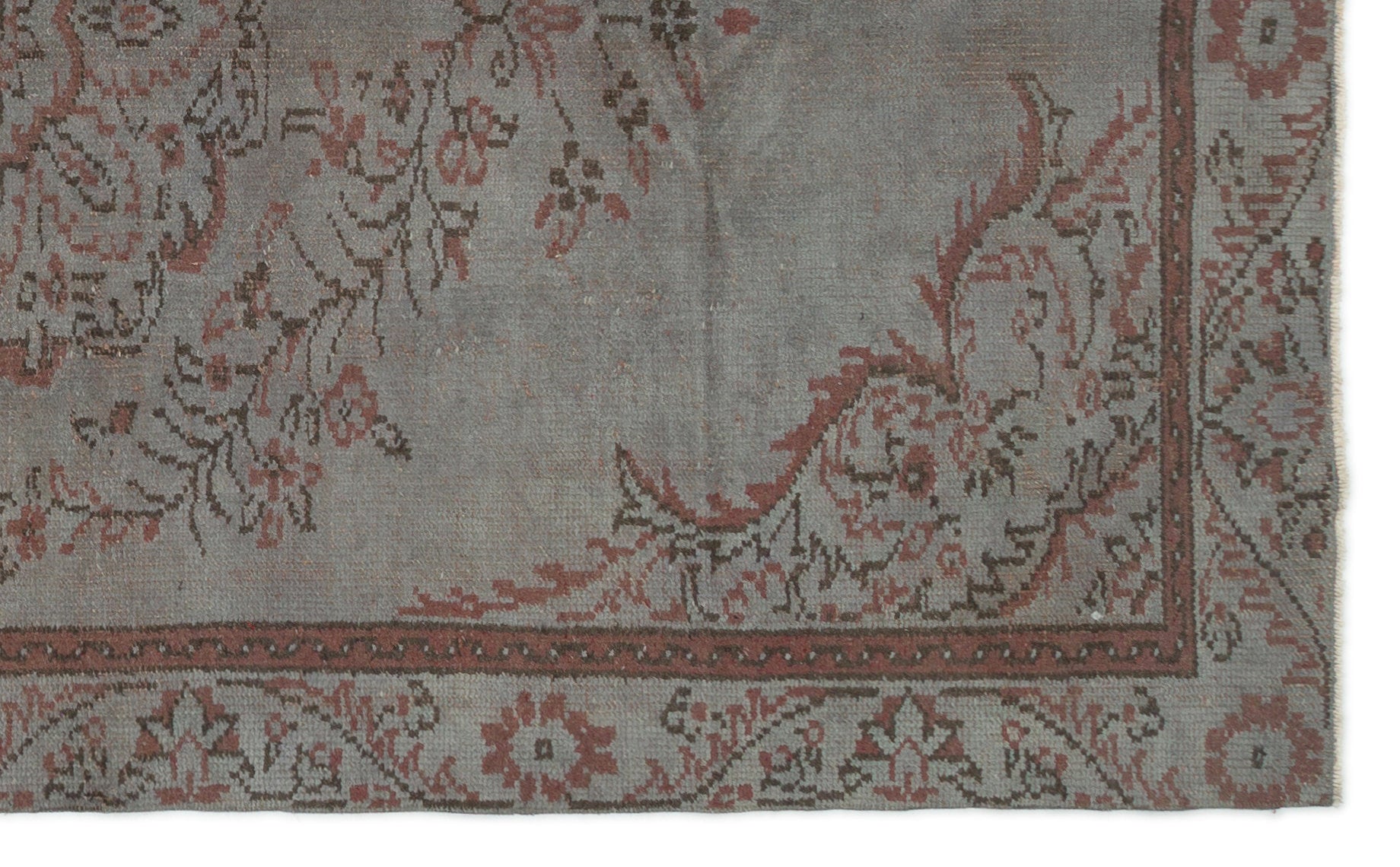 Atina Grey Vintage Wool Handmade Area Rug 4'11" x 9'0"