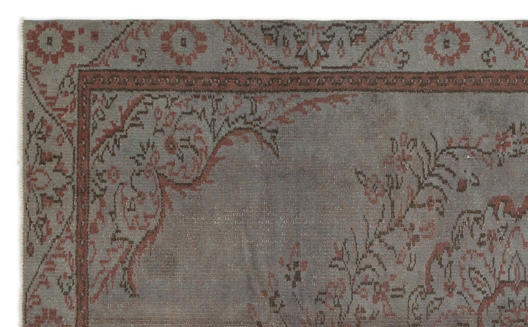 Atina Grey Vintage Wool Handmade Area Rug 4'11" x 9'0"