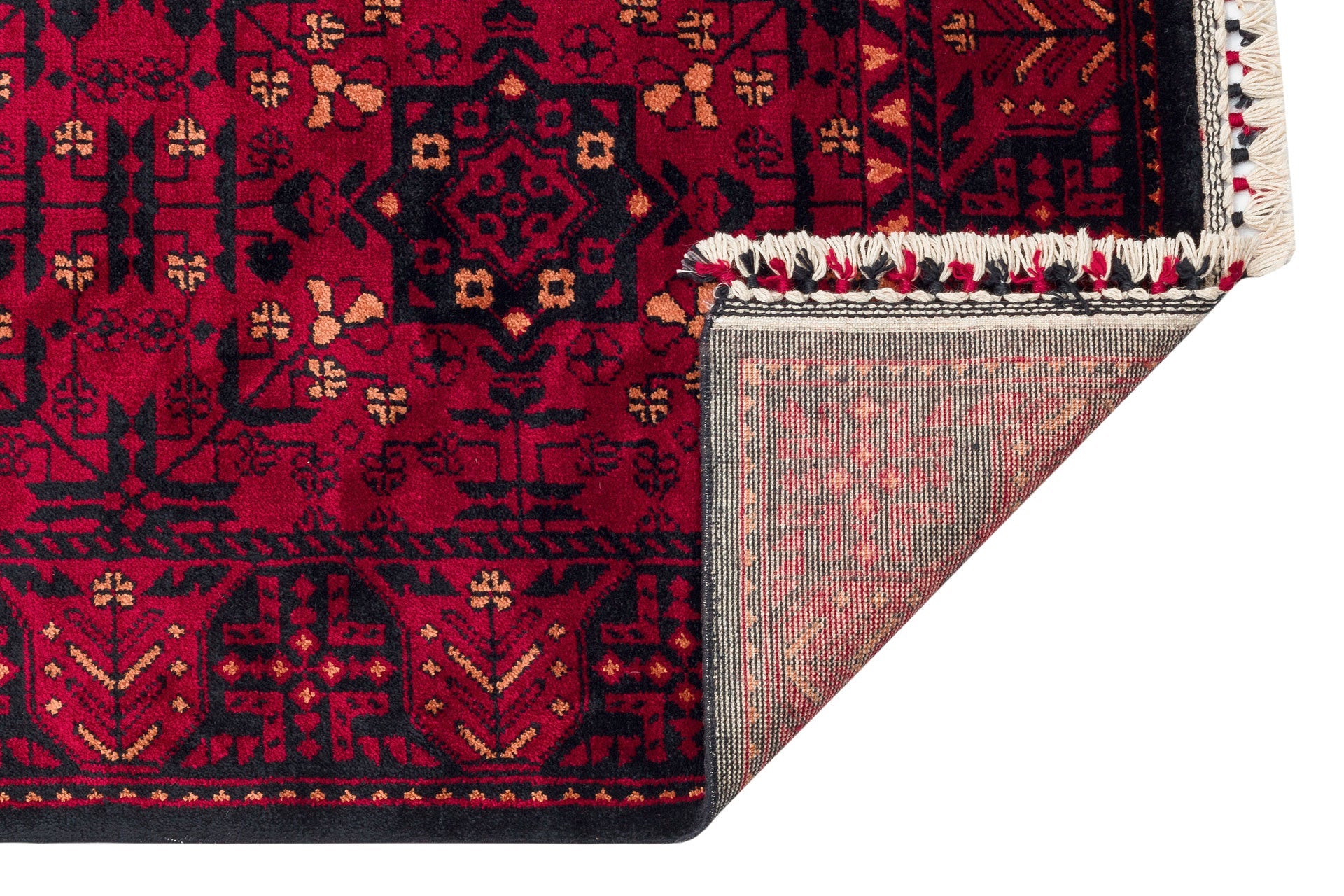 Handmade Viscose Rug - Red Classic Afghan Ya?c?bedir Pattern Carpet | Flatweave Area Rug