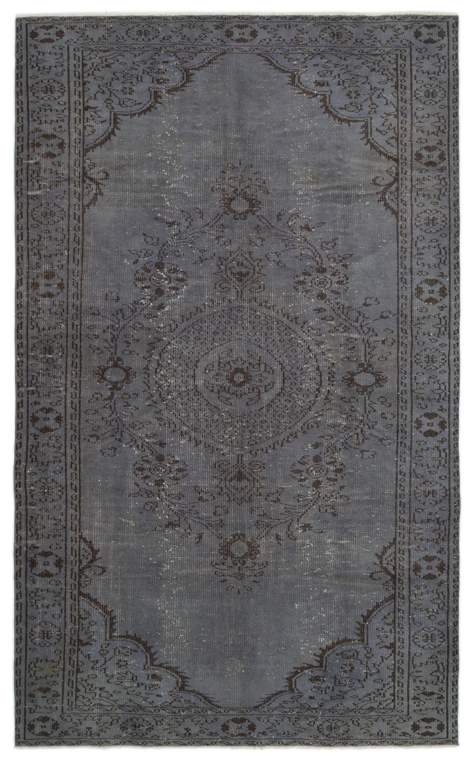 Atina Grey Vintage Wool Handmade Area Rug 6'2" x 9'1"