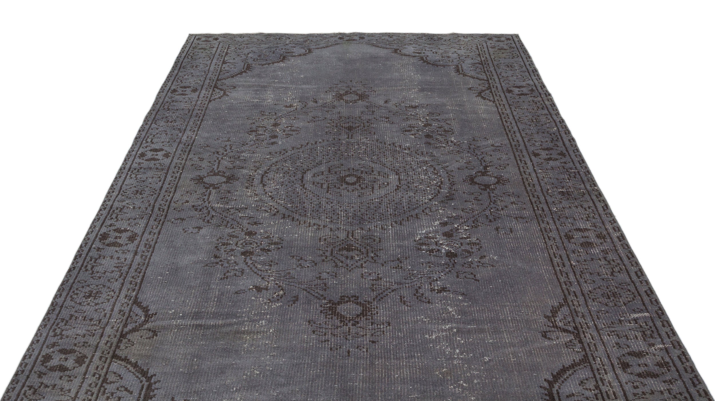 Atina Grey Vintage Wool Handmade Area Rug 6'2" x 9'1"