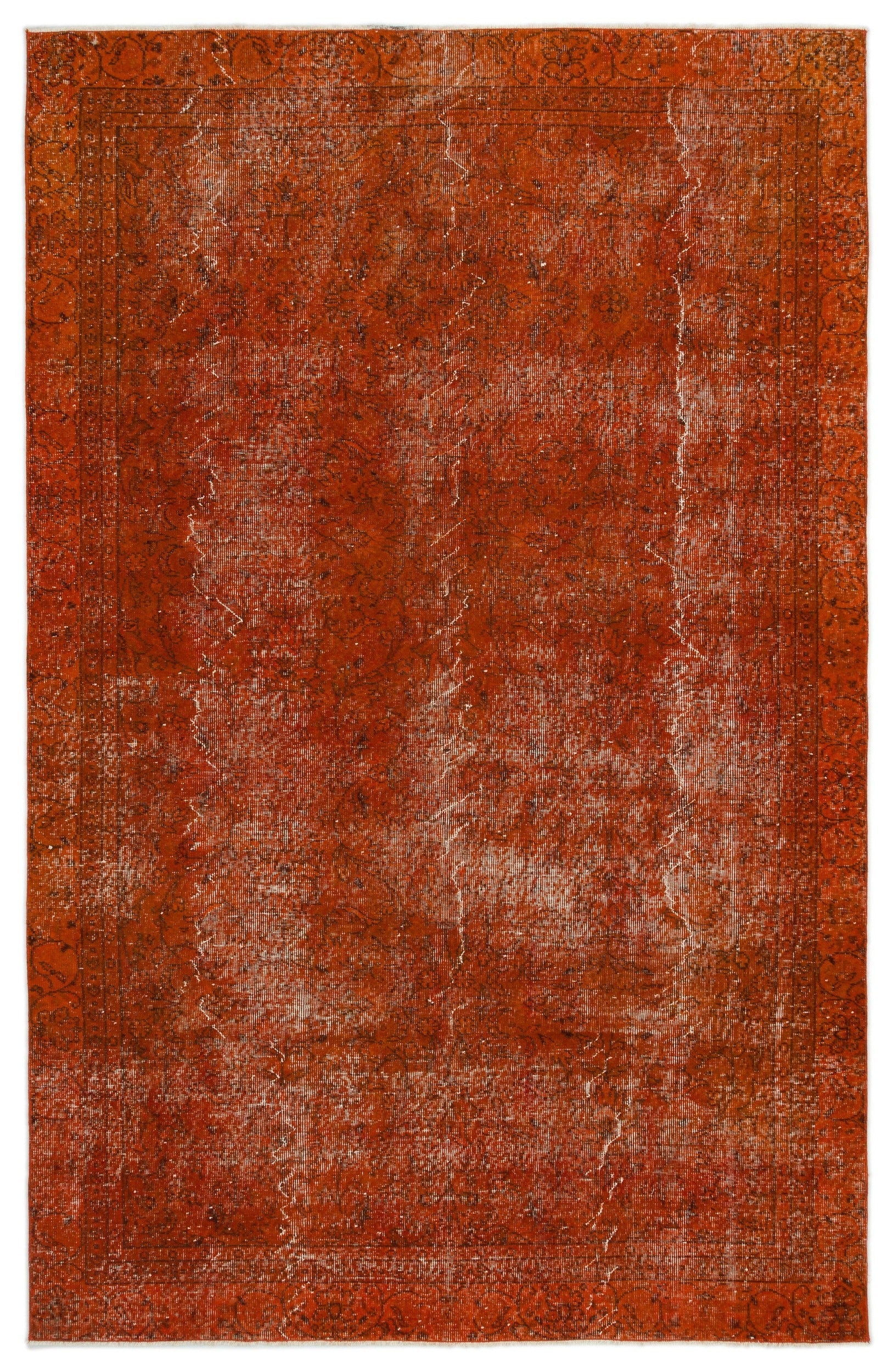 Atina Orange Vintage Wool Handmade Area Rug 6'0" x 9'6"